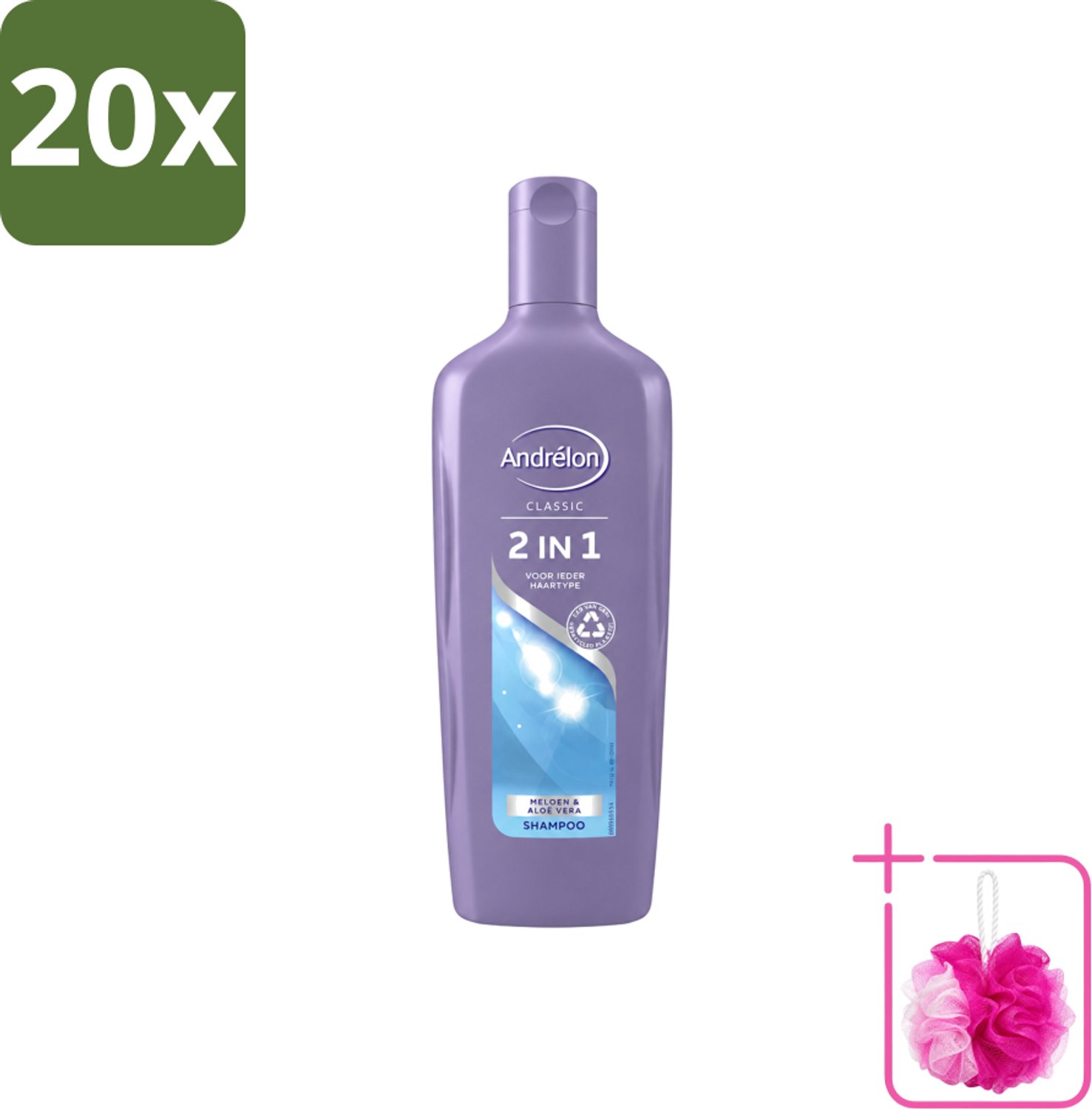 20 x Andrélon - 2-in-1 - Shampoo - Voor Snel & Effectief Wassen - 300 ml - Bulkverpakking - 2-in-1 shampoo en conditioner - Douchemop - Snel wassen