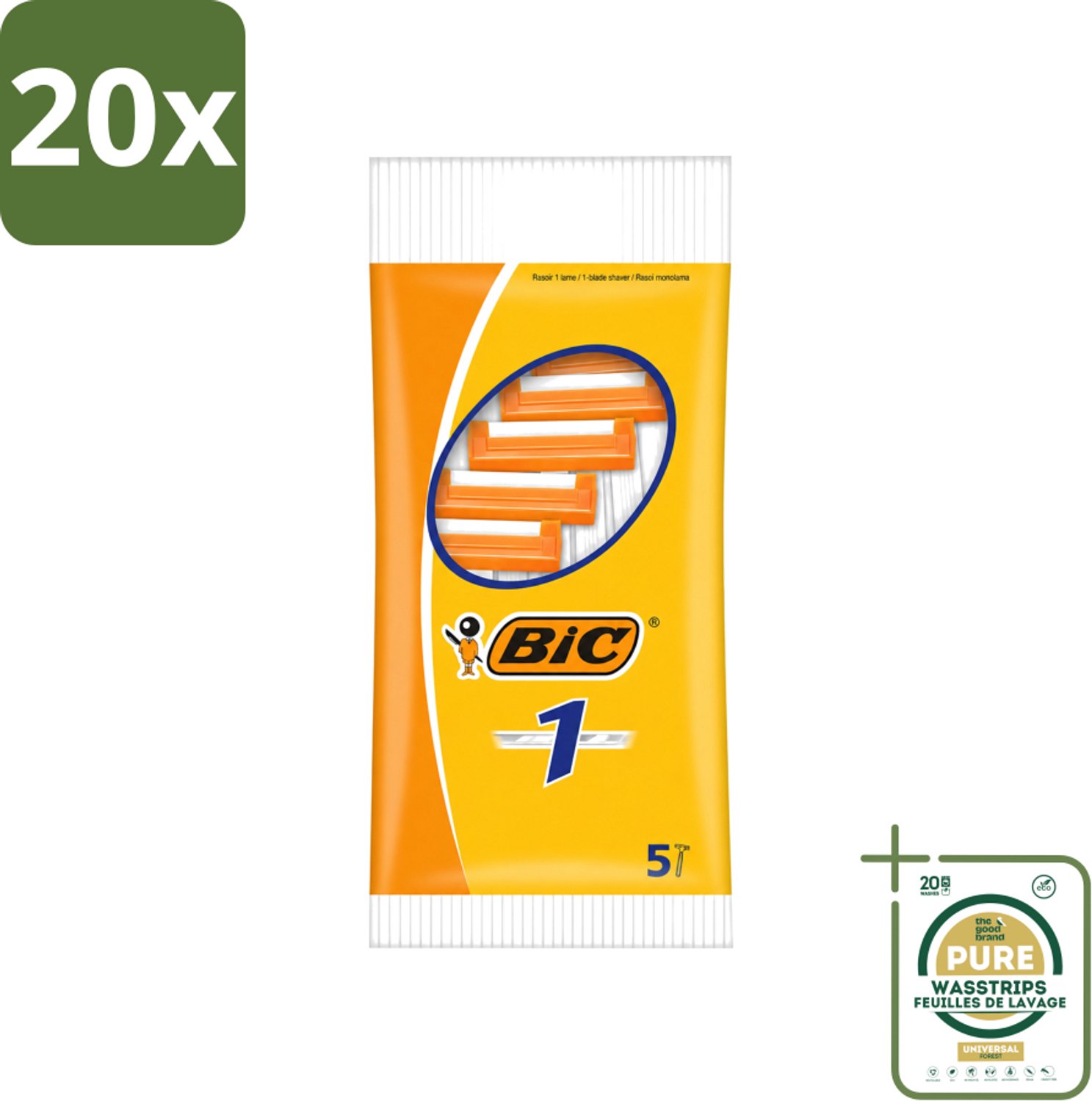 20 x Bic - Scheermesjes - Enkel Mesje - Wegwerpmesjes - 5 Scheermesjes - Wasstrips - Scheermesje - Wegwerpmesje - Enkel Mesje - Roestvrij Staal Mesje - Chroomcoating