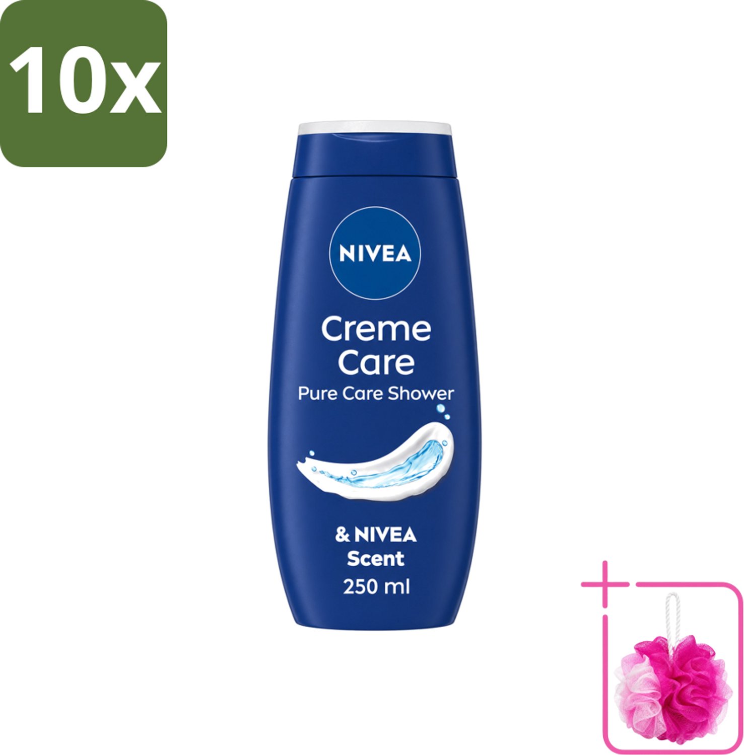 10 x Nivea - Douche Crème - Beschermend - Unieke Nivea Crème Geur - 250 ml - Bulkverpakking - Douchecrème - Douchemop - Huidbescherming