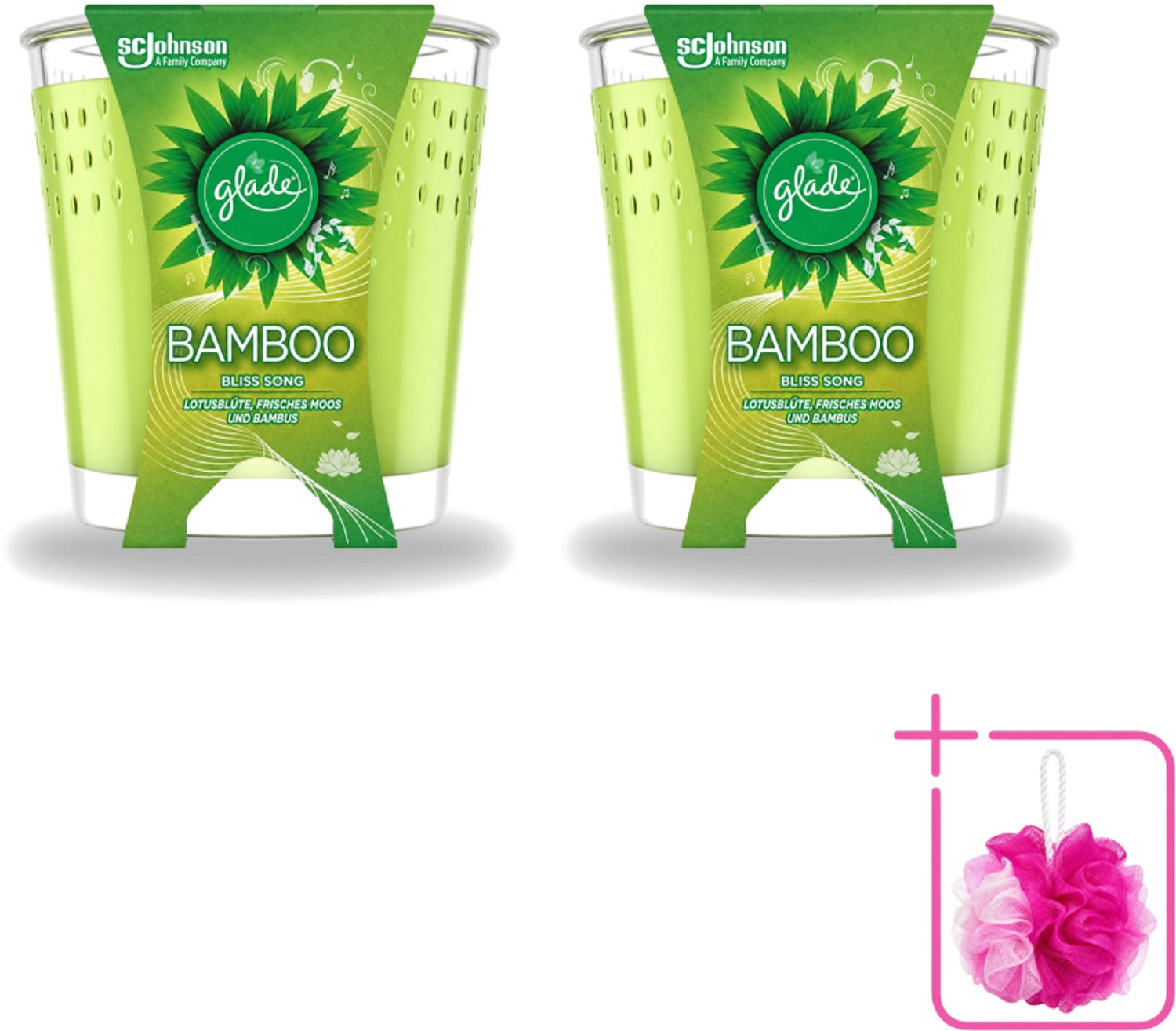 2 x Glade - Geurkaars - Bamboo Bliss Song - Frisse Geur & Relaxatie - 129 g - Bulkverpakking - Geurkaars - Douchemop - Bamboe Geur