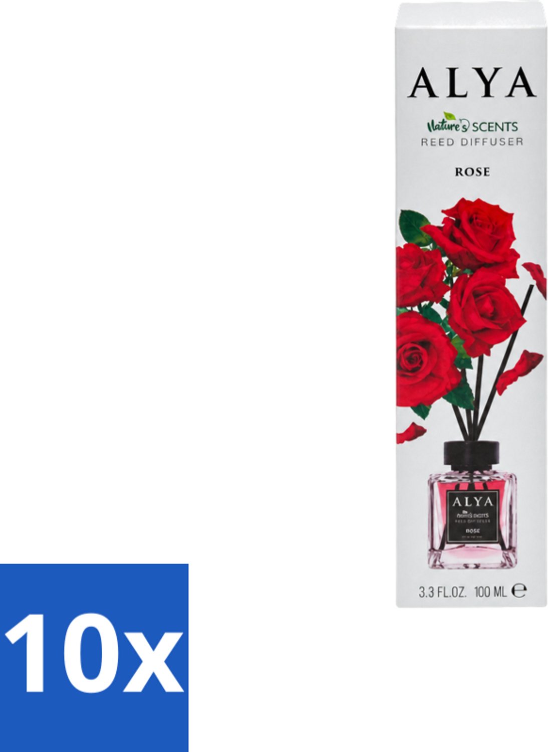 10 x Alya – Geurdiffuser – Rose – Interieurparfum - Voordeelverpakking - 10 stuks
