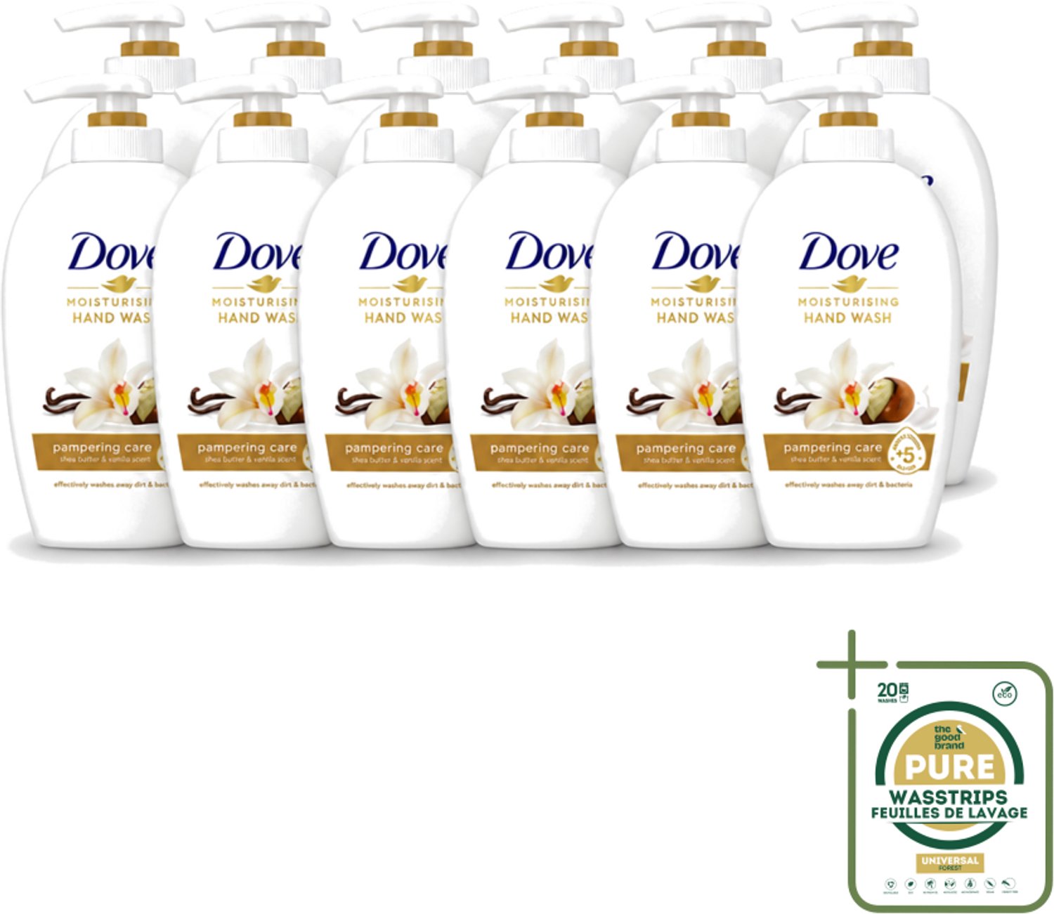 12 x Dove - Handzeep - Pampering Care - Verzachtend - 250 ml - Wasstrips - Handzeep - Shea Butter - Hydraterende Handzeep - Verzorgende Handzeep - Kalmerende Handzeep
