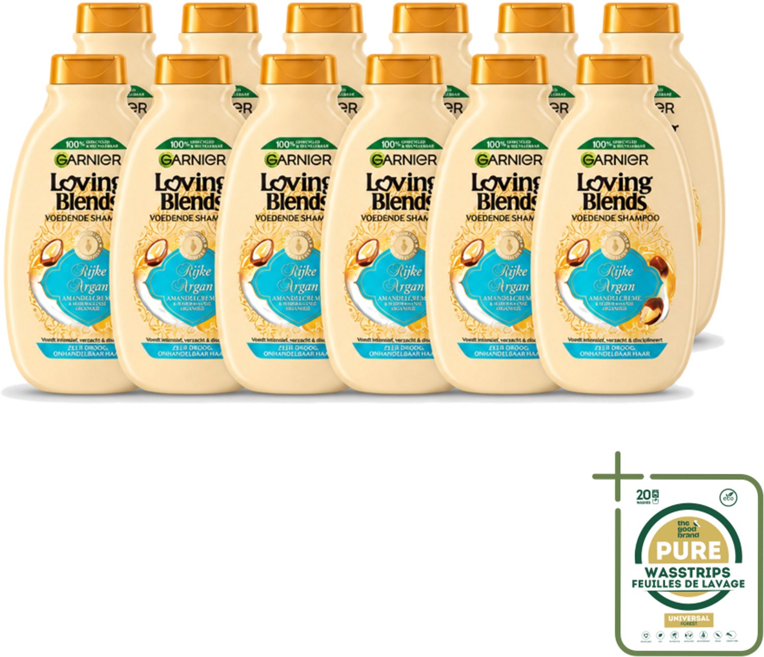 12 x Garnier - Loving Blends - Shampoo - Rijke Argan - Zeer Droog Onhandelbaar Haar - 300 ml - Wasstrips - Shampoo Voor Droog Haar - Arganolie Shampoo - Voedend Haarverzorging - Droog Haar Verzorging - Onhandelbaar Haar