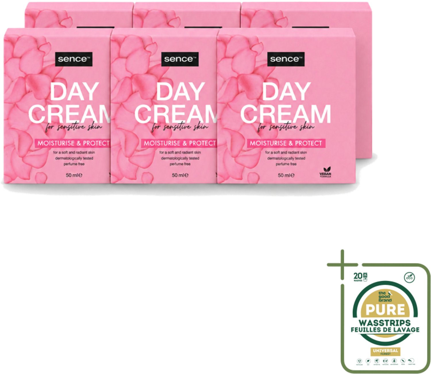 6 x Sence - Gevoelige Huid - Dagcrème - Verzachtend - 50 ml - Wasstrips - Gevoelige Huid Crème - Dagcrème - Verzachtende Crème - Huidverzorging - Huidbescherming