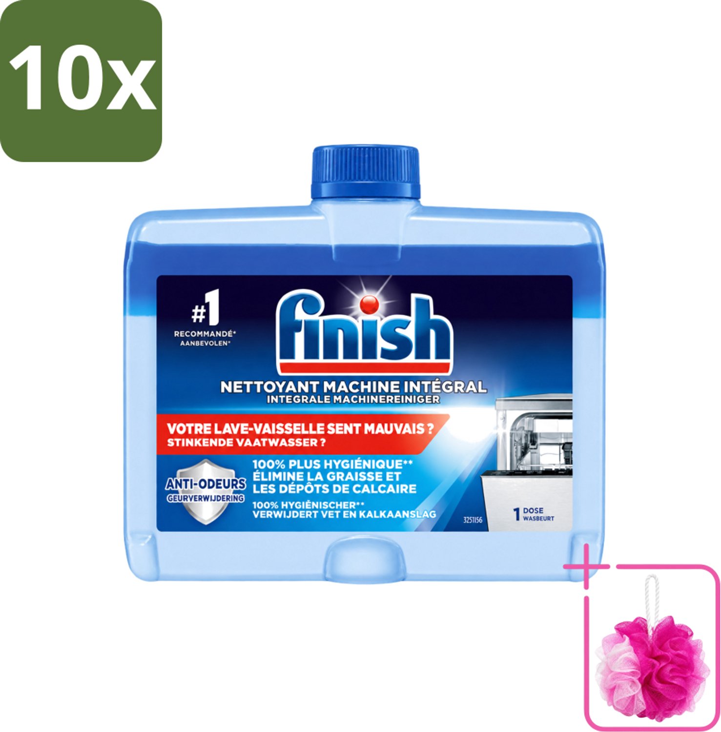 10 x Finish - Vaatwasreiniger - Geurverwijdering - Verwijdert Vet & Kalkaanslag - 1 Wasbeurt - Bulkverpakking - Vaatwasmachine reinigen - Douchemop - Vet verwijderen