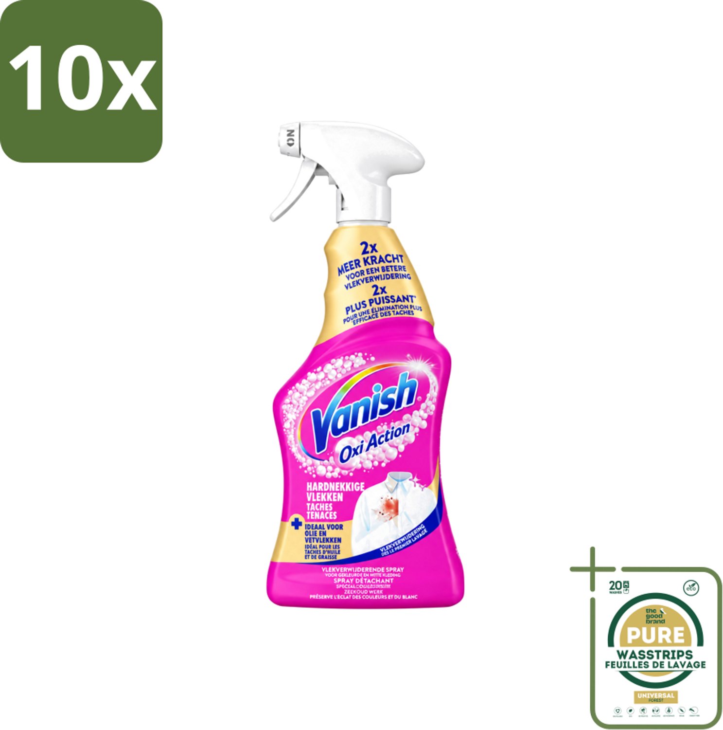 10 x Vanish – Vlekverwijderaar Spray – Hardnekkige Vlekken – 500 ml - Wasstrips - Vlekkenverwijderaar Spray - Hardnekkige Vlekken - Vlekkenverwijdering - Wasmiddel - Textiel Reinigen