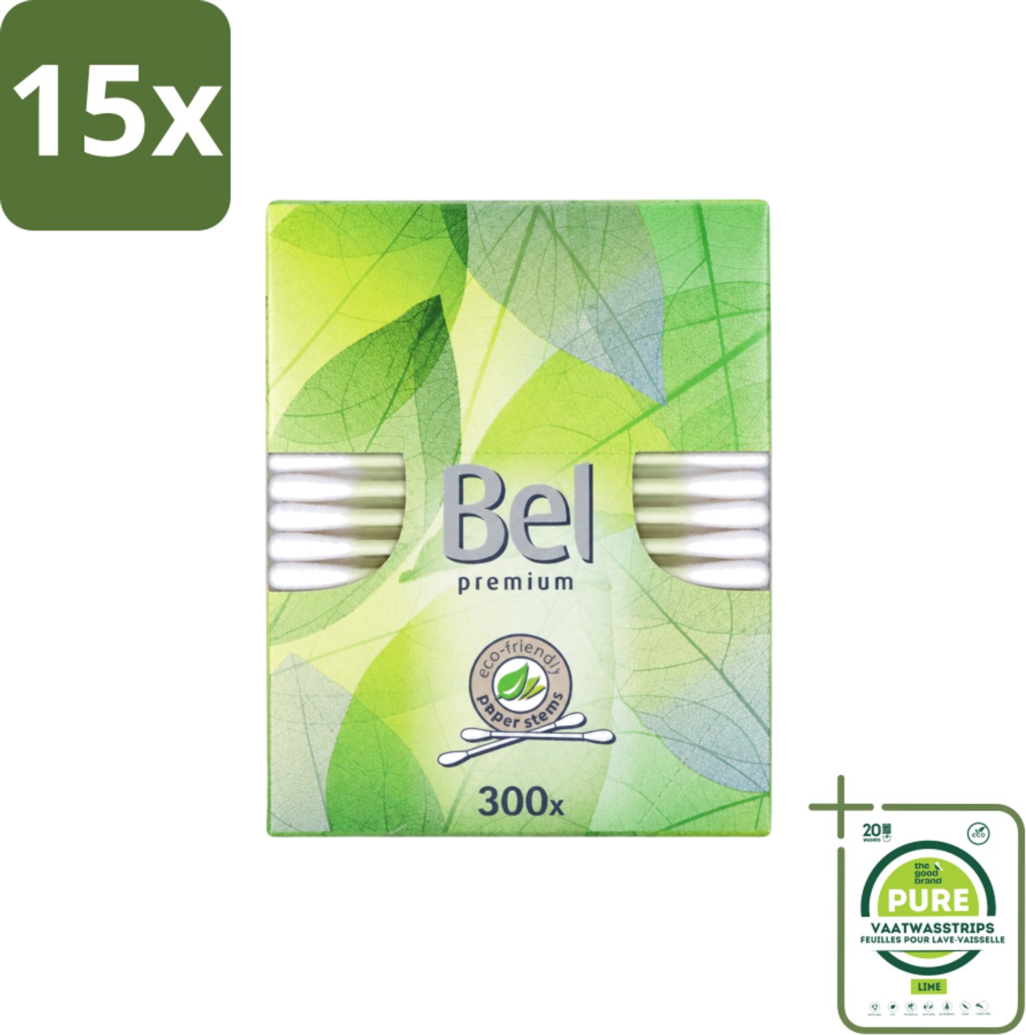 15 x Cotton Buds – Wattenstaafjes – Premium – Katoen - Grootverpakking - Vaatwasstrips - Katoenstaafjes - Wattenstaafjes - Hygiëne - Oorverzorging - Babyhygiëne