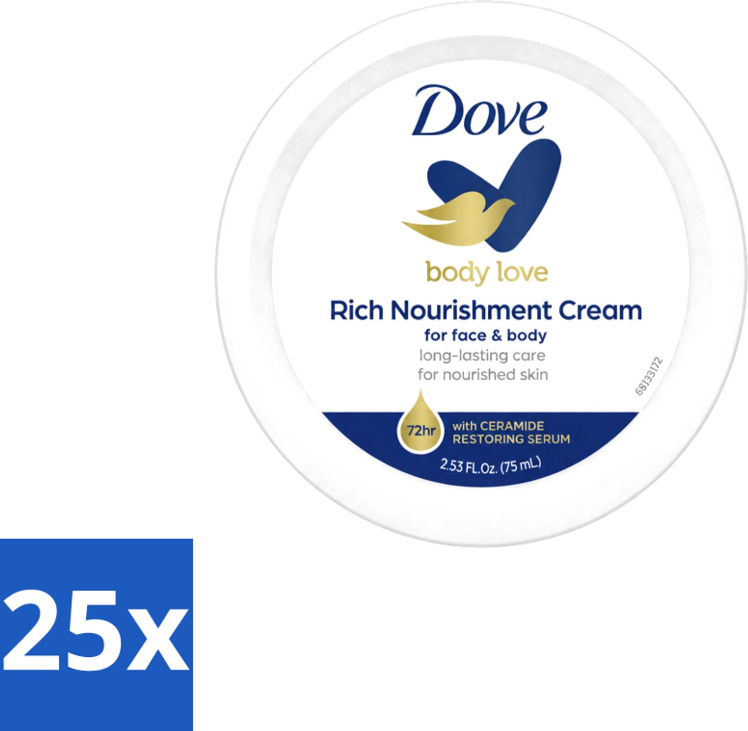 25 x Dove – Bodycrème – Rich Nourishment – 75 ml - Voordeelverpakking - 25 stuks