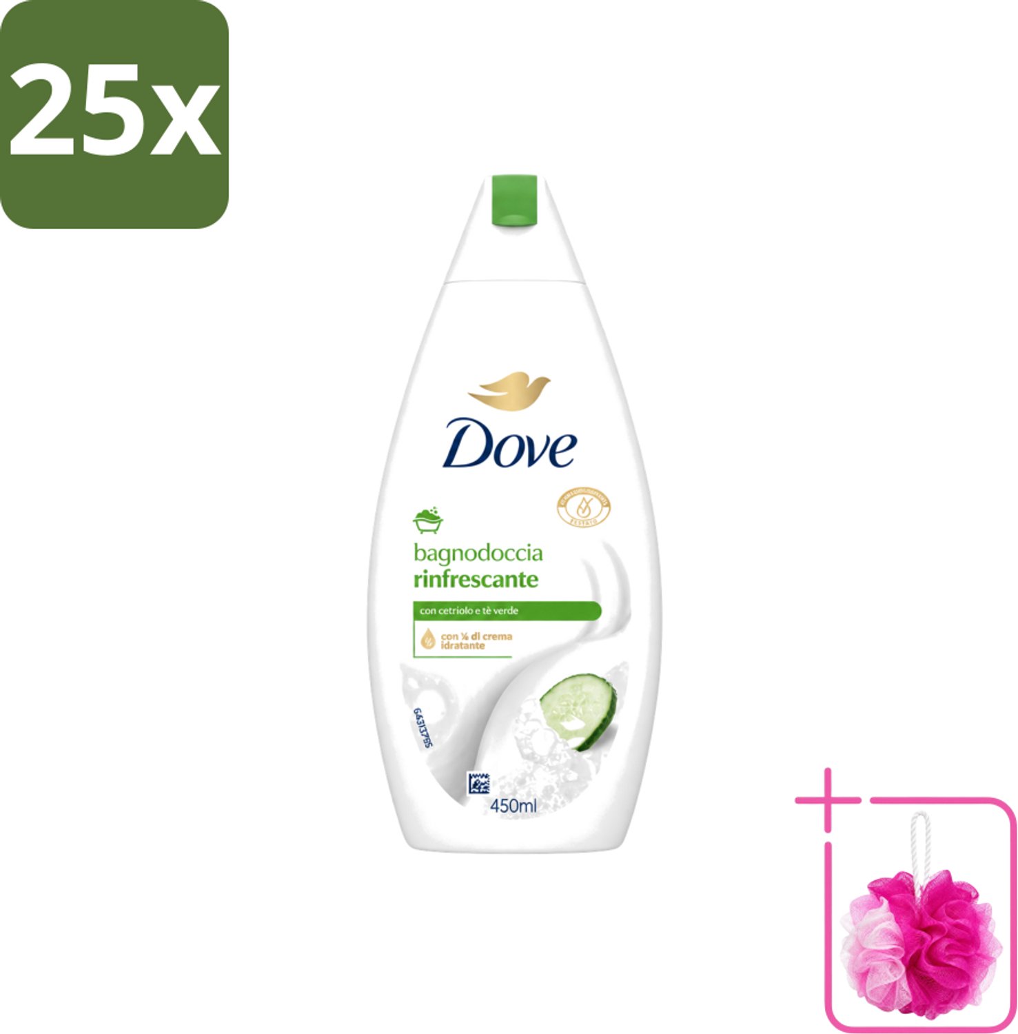 25 x Dove – Douchegel – Refreshing – 450 ml - Bulkverpakking - Douchegel - Douchemop - Frisheid