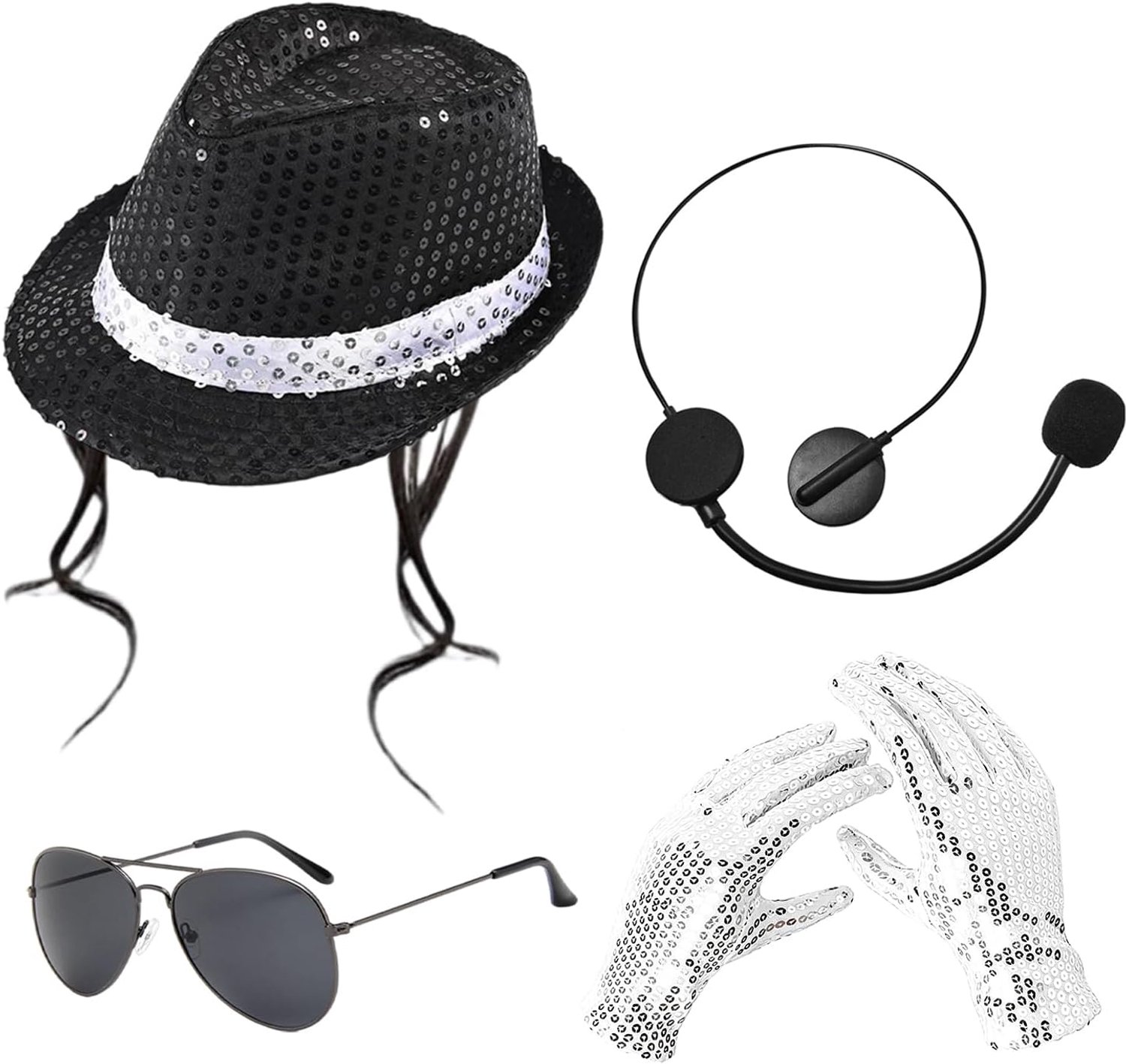 4 stuks popster kostuum accessoires set, dansen cosplay jurk voor jaren 80