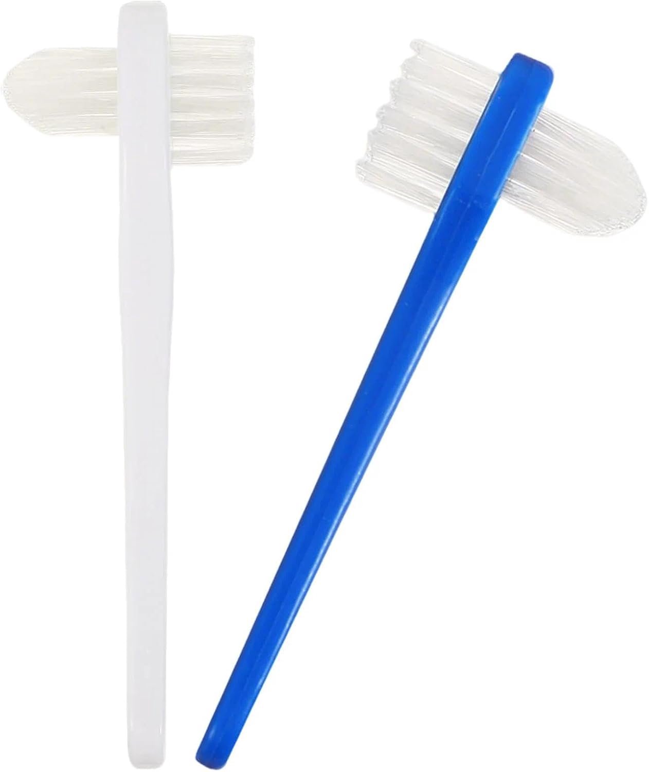 Prothesenborstels 11 cm - set van 2 - blauwe en witte kleurcodering - voor nauwkeurige reiniging - Vemera