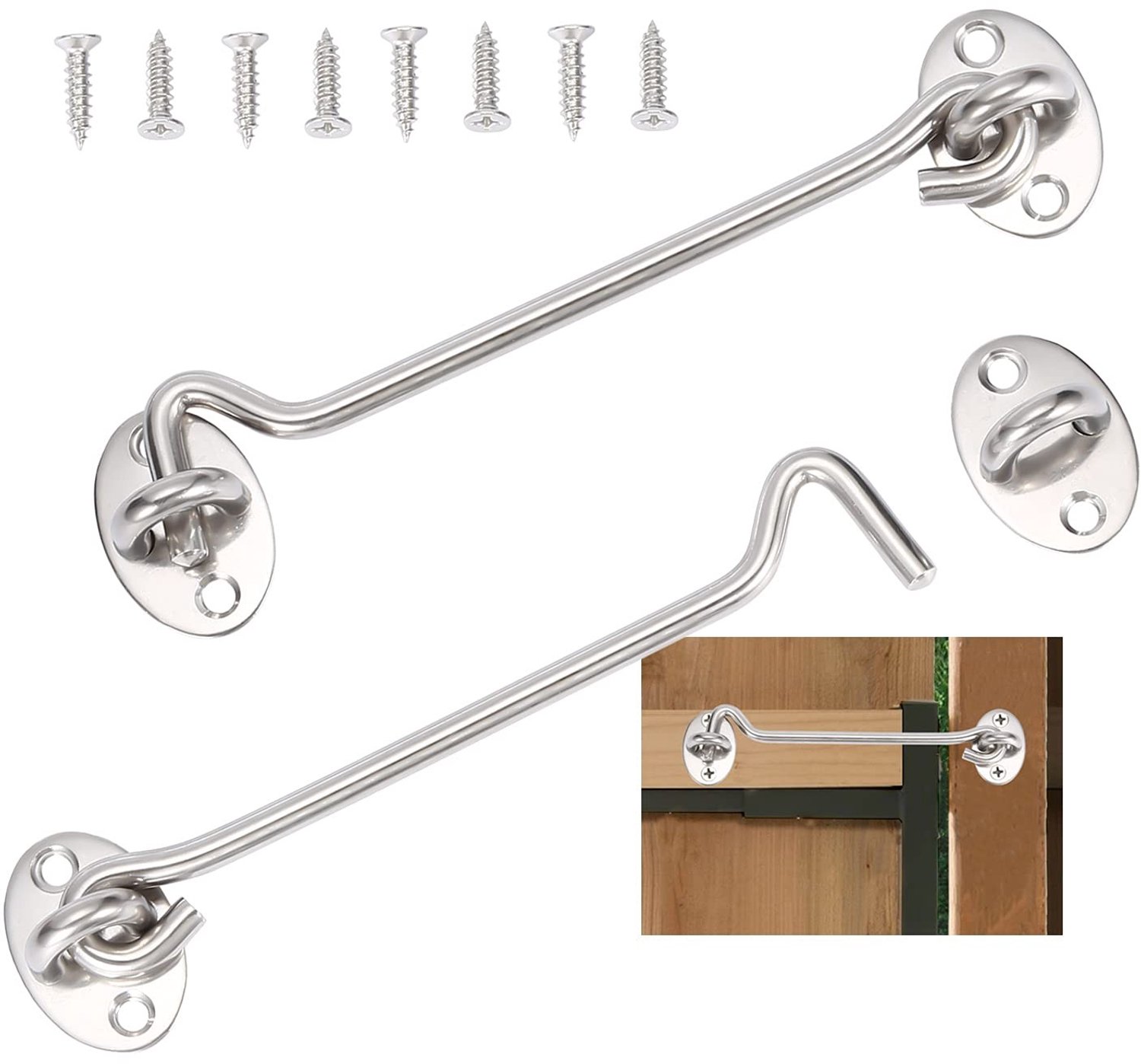 2 Stuks Rvs Stormhaken, 6 Inch, Zilver