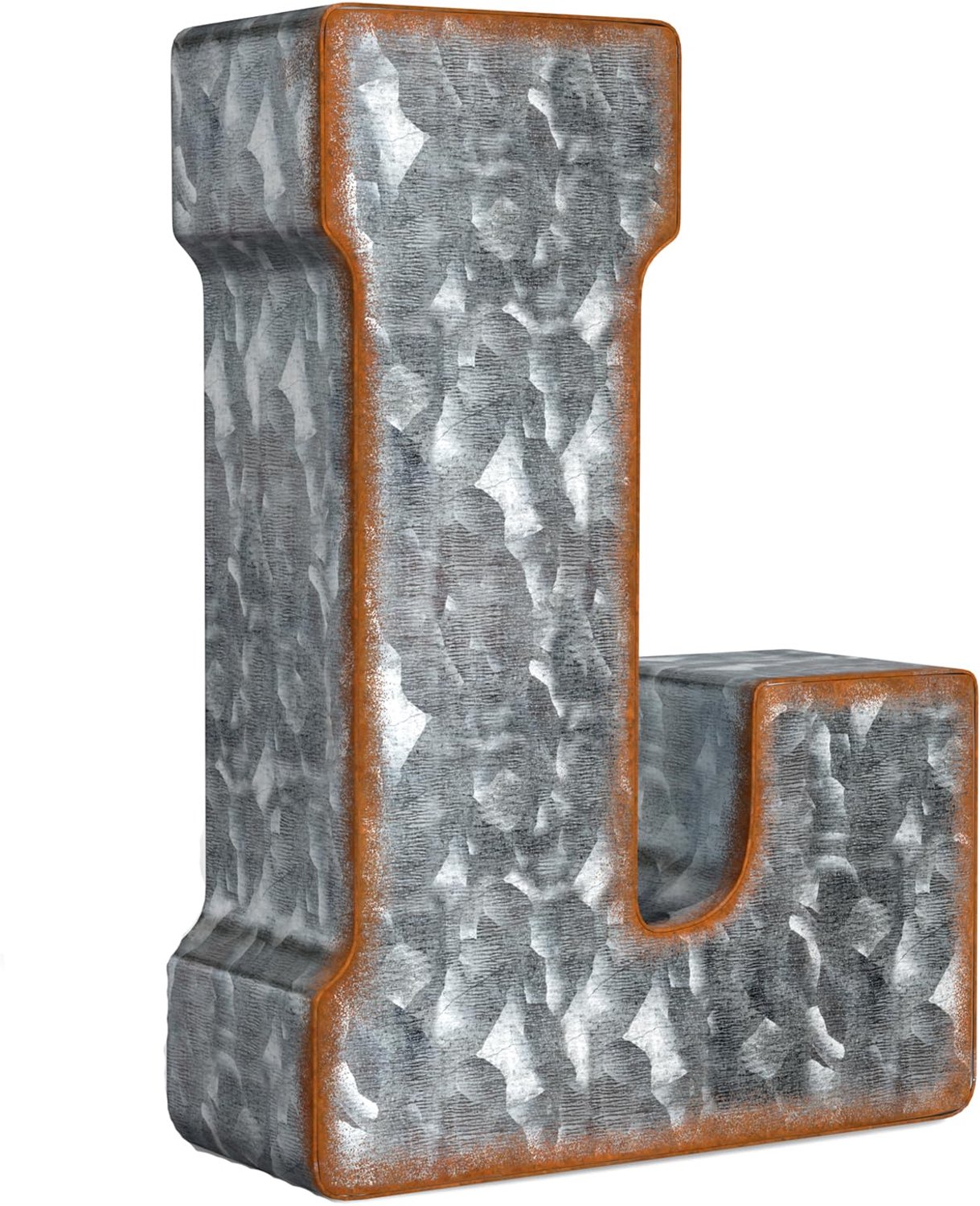 Gegalvaniseerde metalen letter L 17,8 cm - 3D letter - rustieke muurdecoratie - voor woonkamer, slaapkamer, keuken - Homevero
