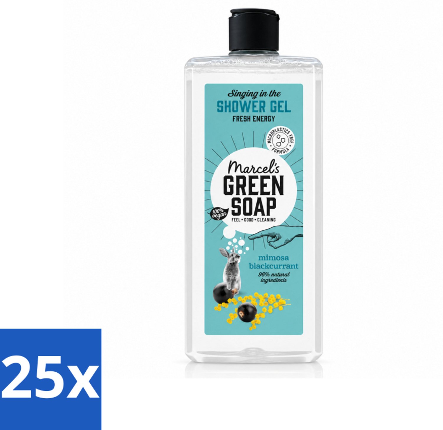 25 x Marcel's Green Soap - Douchegel - Mimosa & Zwarte Bes - Verzorgend & zacht - 300 ml - Voordeelverpakking - 25 stuks