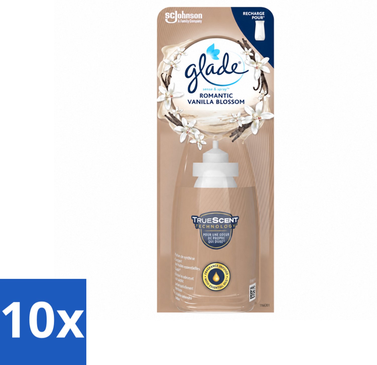 10 x Glade - Sense & Spray - Romantic Vanillebloesem - 18 ml - Voordeelverpakking - 10 stuks