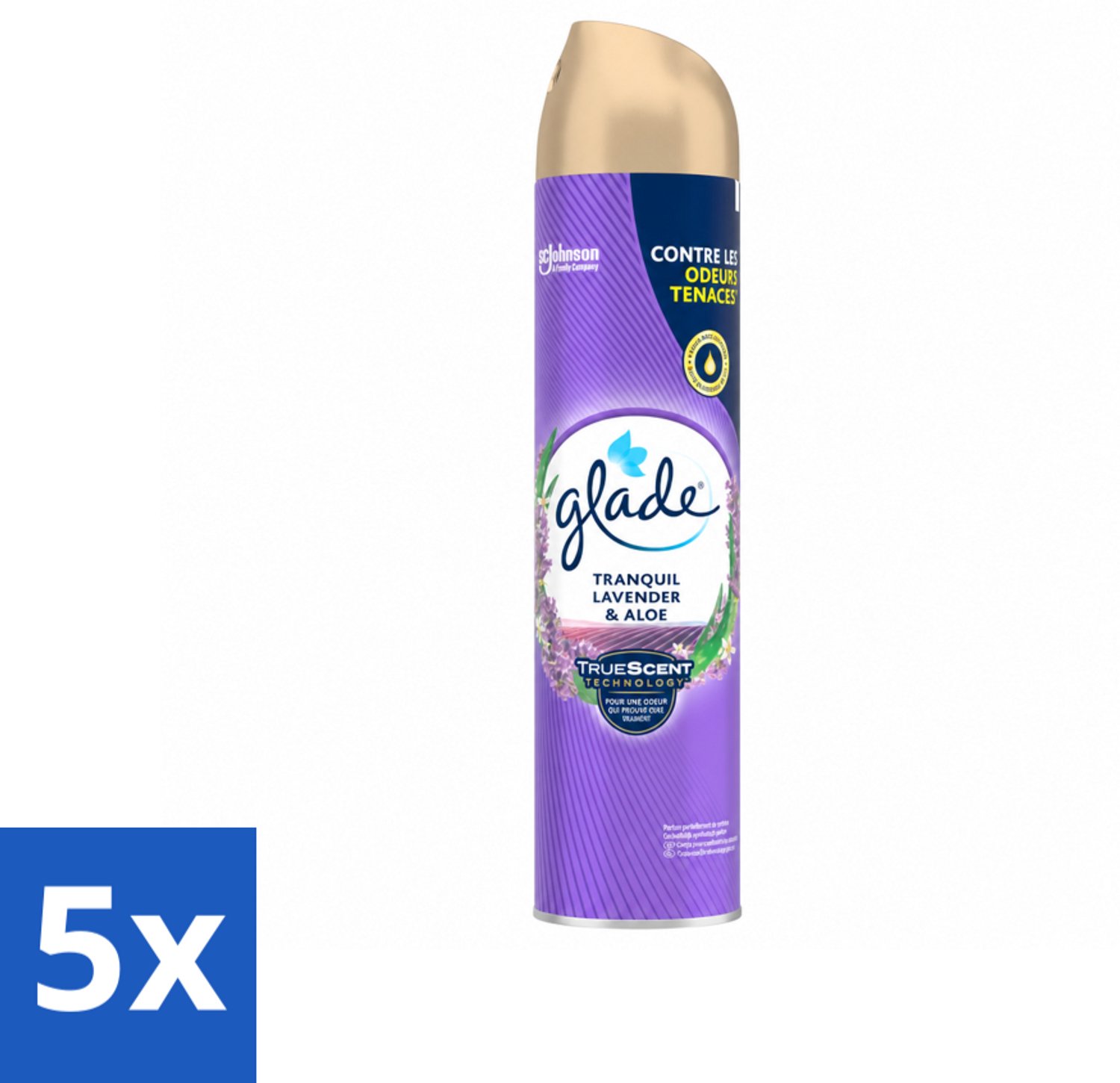 5 x Glade - Luchtverfrisser Spray - Tranquil Lavender & Aloë - 300 ml - Voordeelverpakking - 5 stuks