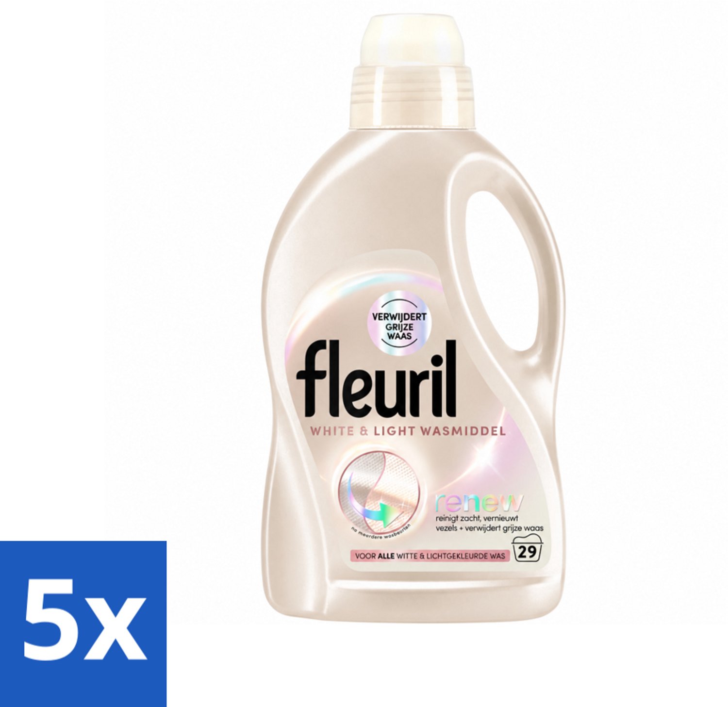 5 x Fleuril - Wasmiddel - White & Light Wasmiddel - Witte & Lichte Was - 29 wasbeurten - Voordeelverpakking - 5 stuks