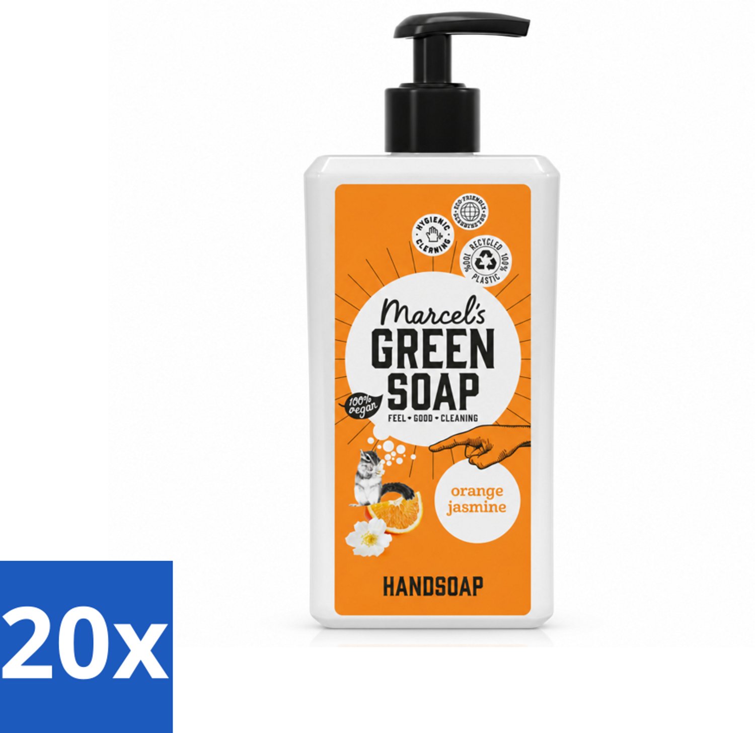 20 x Marcel's Green Soap - Handzeep - Sinaasappel & Jasmijn - Voor dagelijks gebruik - 500 ml - Voordeelverpakking - 20 stuks