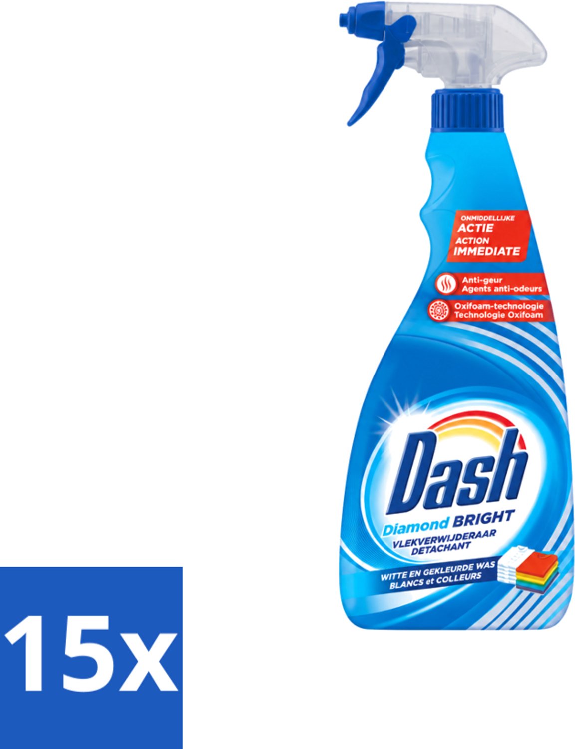 15 x Dash - Vlekverwijderaar - Vloeibaar - Krachtige Reiniging - 750 ml - Voordeelverpakking - 15 stuks