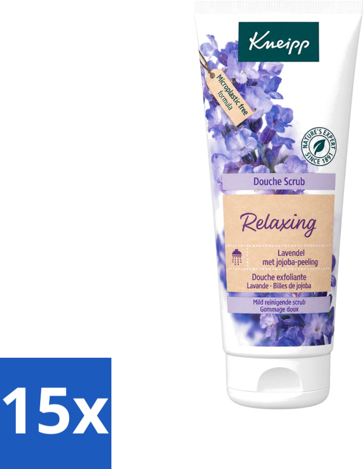 15 x Kneipp - Douche scrub - Relaxing - Lavendel - Bloemige geur - 200 ml - Voordeelverpakking - 15 stuks