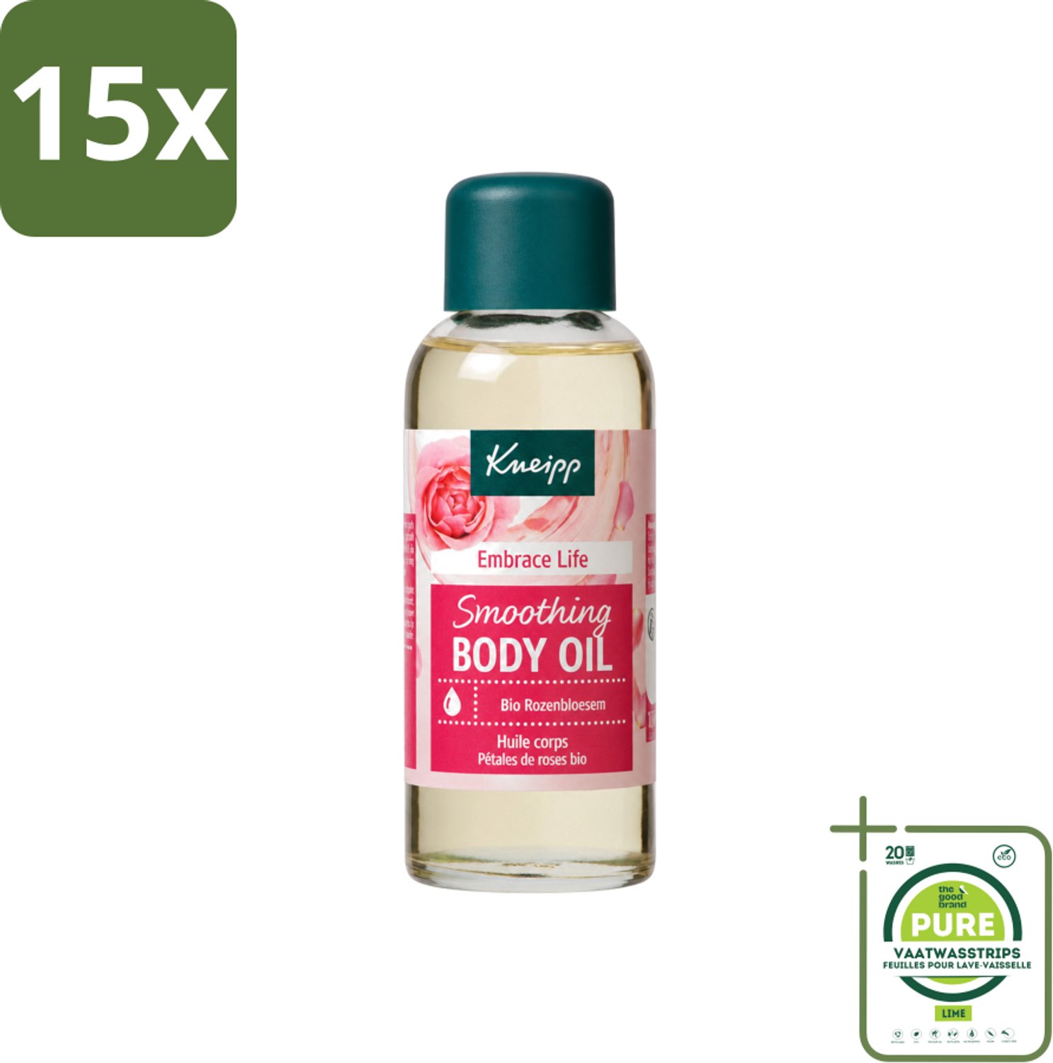 15 x Kneipp - Huidolie - Embrace Life - Anti‑Aging verzorging - 100 ml - Grootverpakking - Vaatwasstrips - Huidverzorging - Anti-aging - Droge Huid - Rijpe Huid - Huidolie