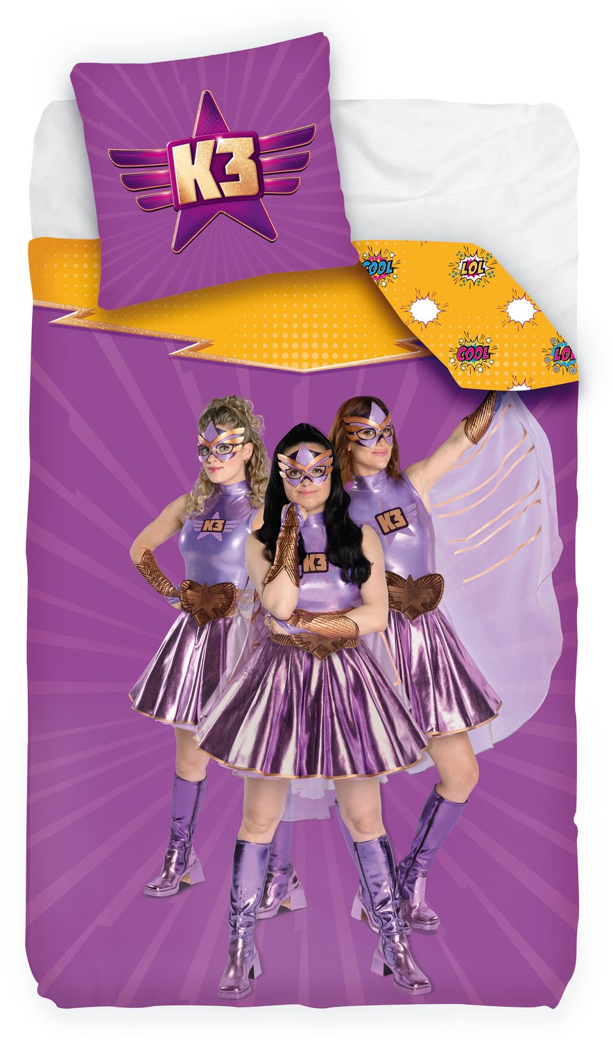 K3 - Dekbedovertrek - Superhelden - 100% katoen - 140x200cm - Met kussensloop