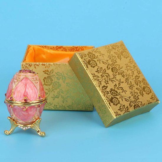 Stijl Ei Handgeschilderde Vintage Faberge Ei Geëmailleerd Faberge Ei Met Glanzende Diamanten Voor Paasei Trinket Doos — afbeelding 2