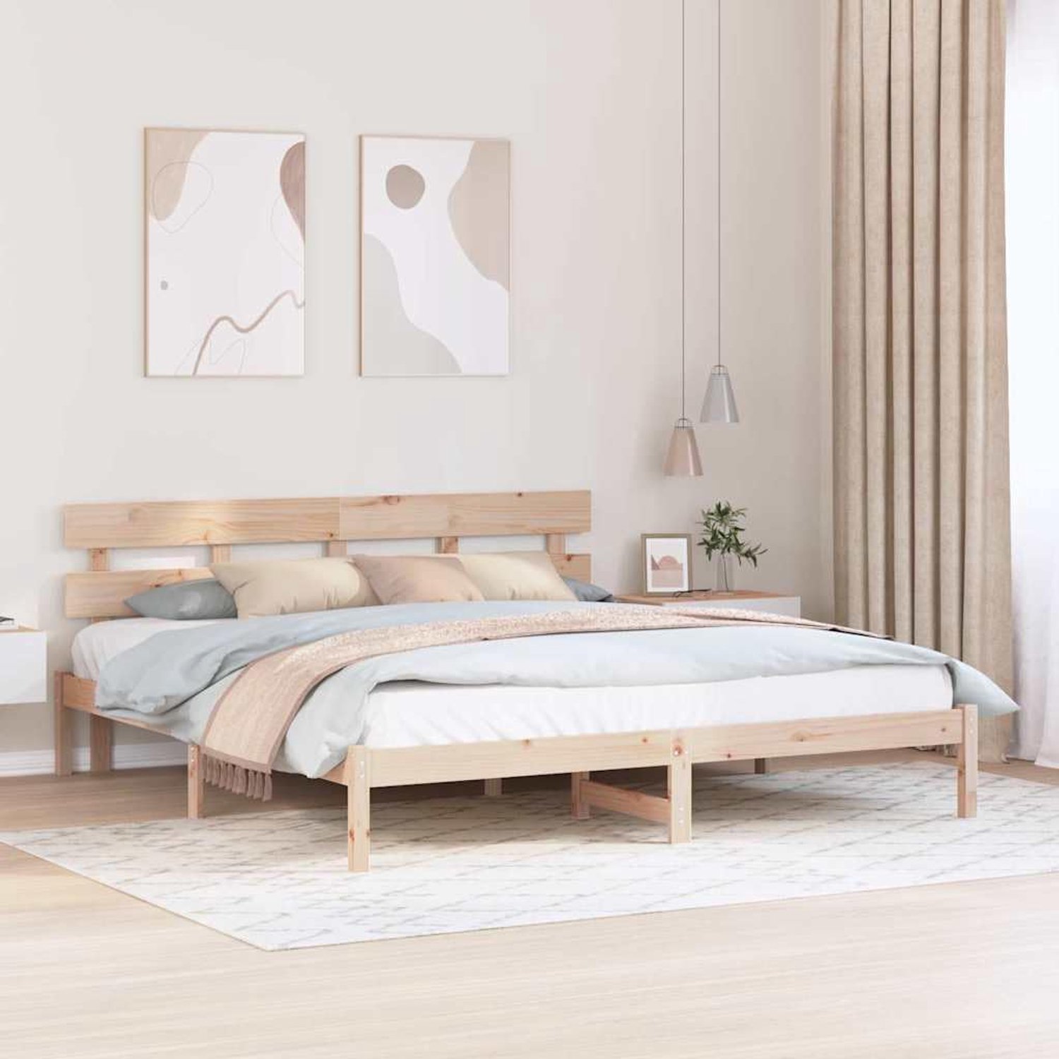 Grenenhout modern hoofdbord rechthoekig 180 x 200 cm bruin