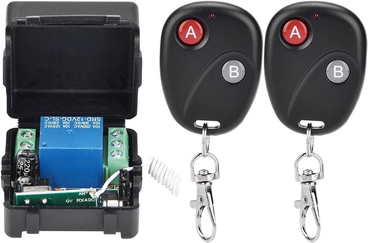 Wireless RF Afstandsbediening Schakelaar DC12V Relaismodule RF Motor Afstandsbediening Schakelaar Ontvanger Zendersysteem(Met 2 afstandsbedieningen)