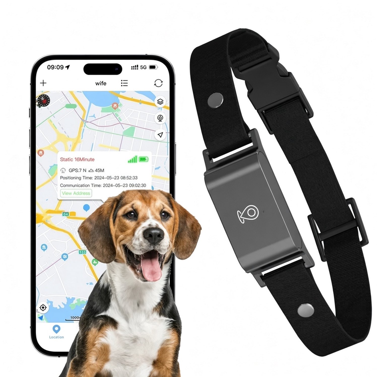 Atlasyx gps tracker hond - Gps tracker kat - Tracker kat - Katten tracker - Tracker hond - 100–3000m bereik - Real-time GPS -Zwart