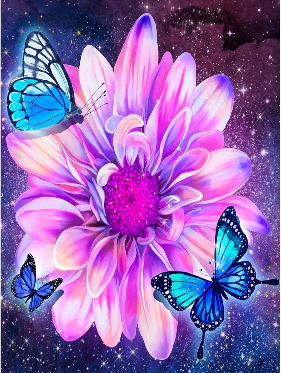 5D Diamant Schilderij Chrysant Vlinder, DIY Diamond Painting Kit voor Wall Decoration Cadeau Crystal Borduurwerk Kruissteek Thuis Slaapkamer Kantoor Wanddecoratie (30X40cm)