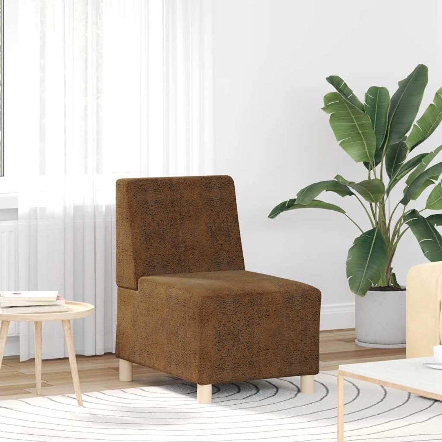 Bruin, bureaubanken, woonkamerbanken voor kantoor, 55 cm, suède-look