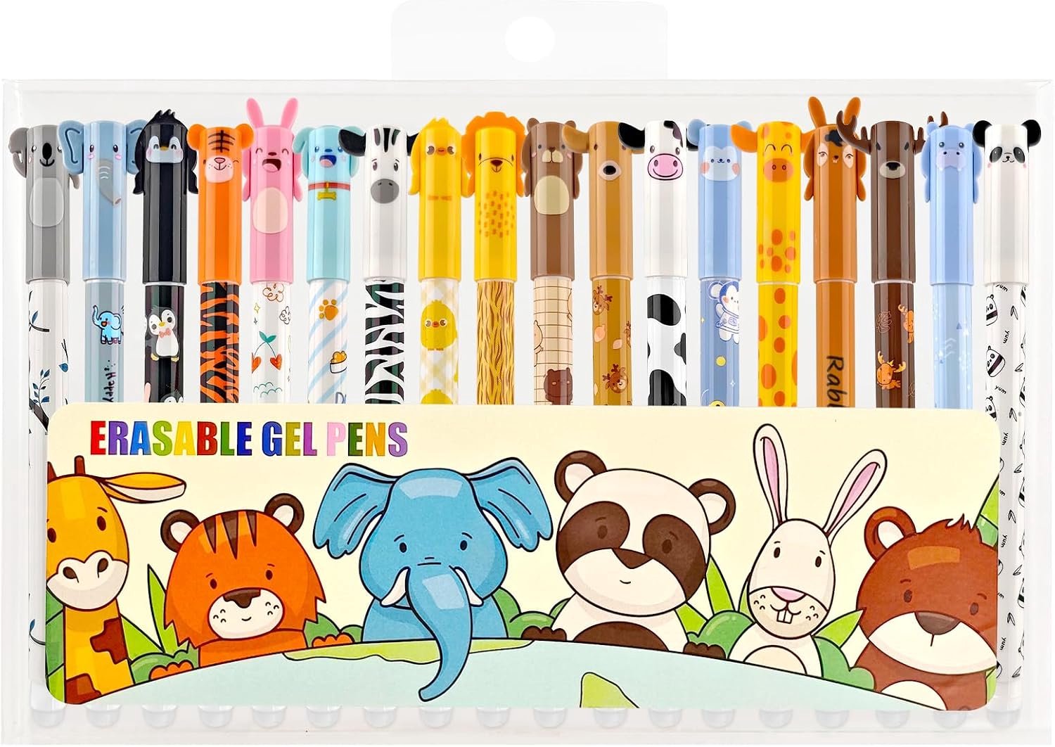 Gelpennen met dierenmotief met gum