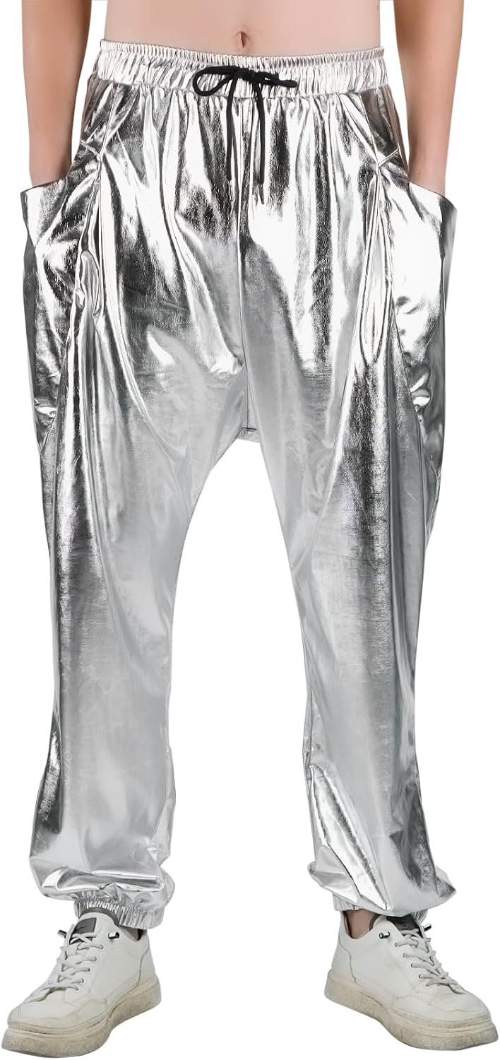 Broek voor heren, elastische broek, glanzend, jaren '70, disco outfits, festival, party, fancy jurk, kostuum