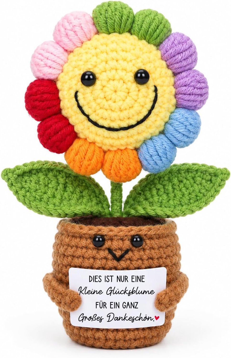 Bedankgeschenken, gehaakte geluksbloem, bedankt voor leraar