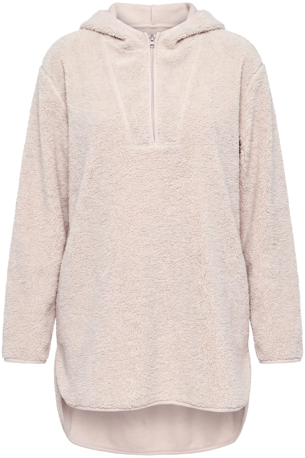 Ulla Popken - Dames - Teddyjurk capuchon rits lange mouwen - Lichtchampagne - Maat 42+
