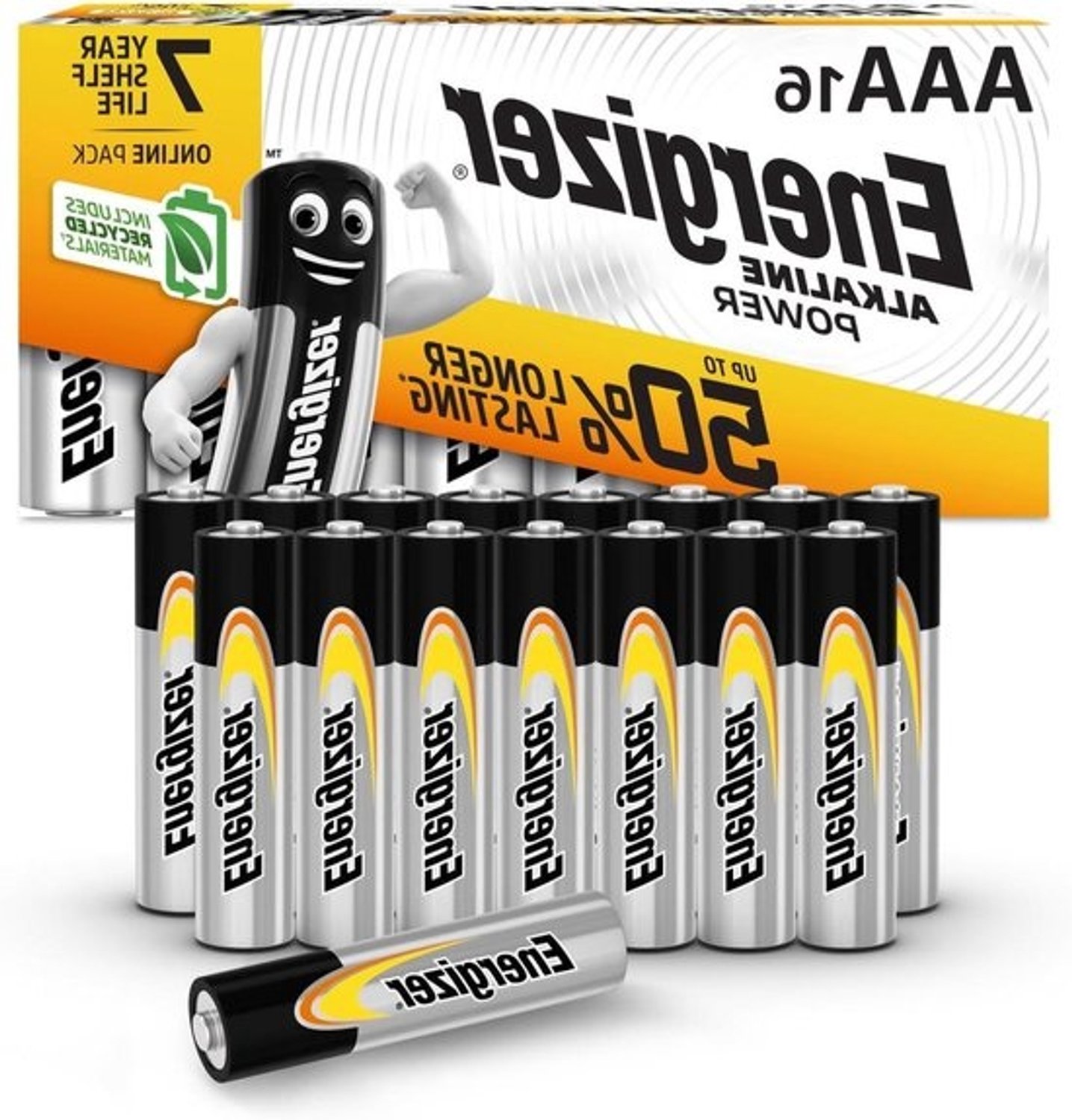 AAA-batterijen - Alkaline batterijen - Voor dagelijks gebruik - Gegarandeerd lekvrij - 16 stuks - Zilver
