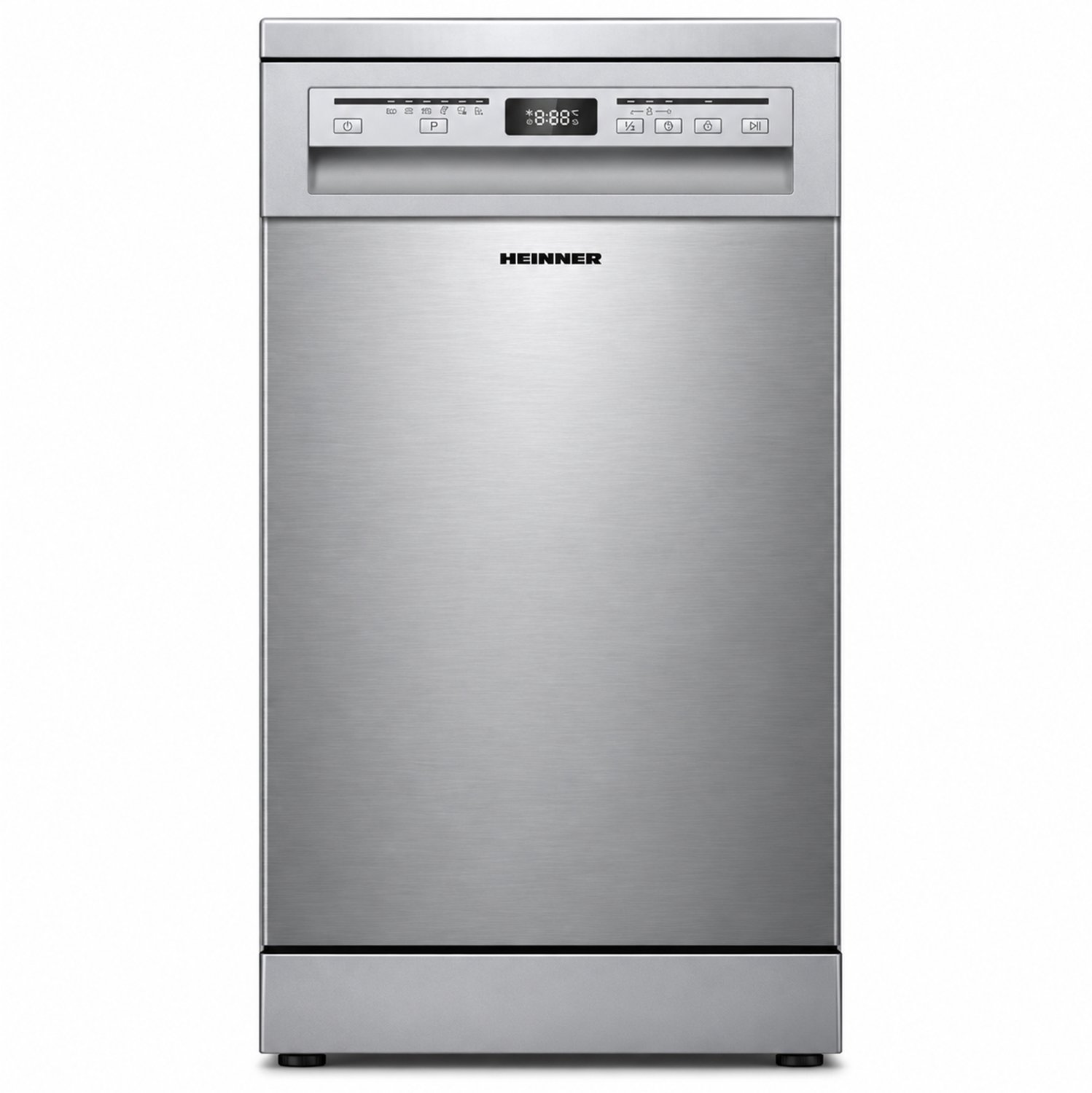 Heinner HDW-FSM45609DXE++ Vrijstaande Vaatwasser – 9 Couverts – 6 Programma’s – Digitaal Display – Halve Belading – Extra Drogen – Startuitstel – AquaStop – Kinderslot – 45 cm – RVS – 5 Jaar Garantie
