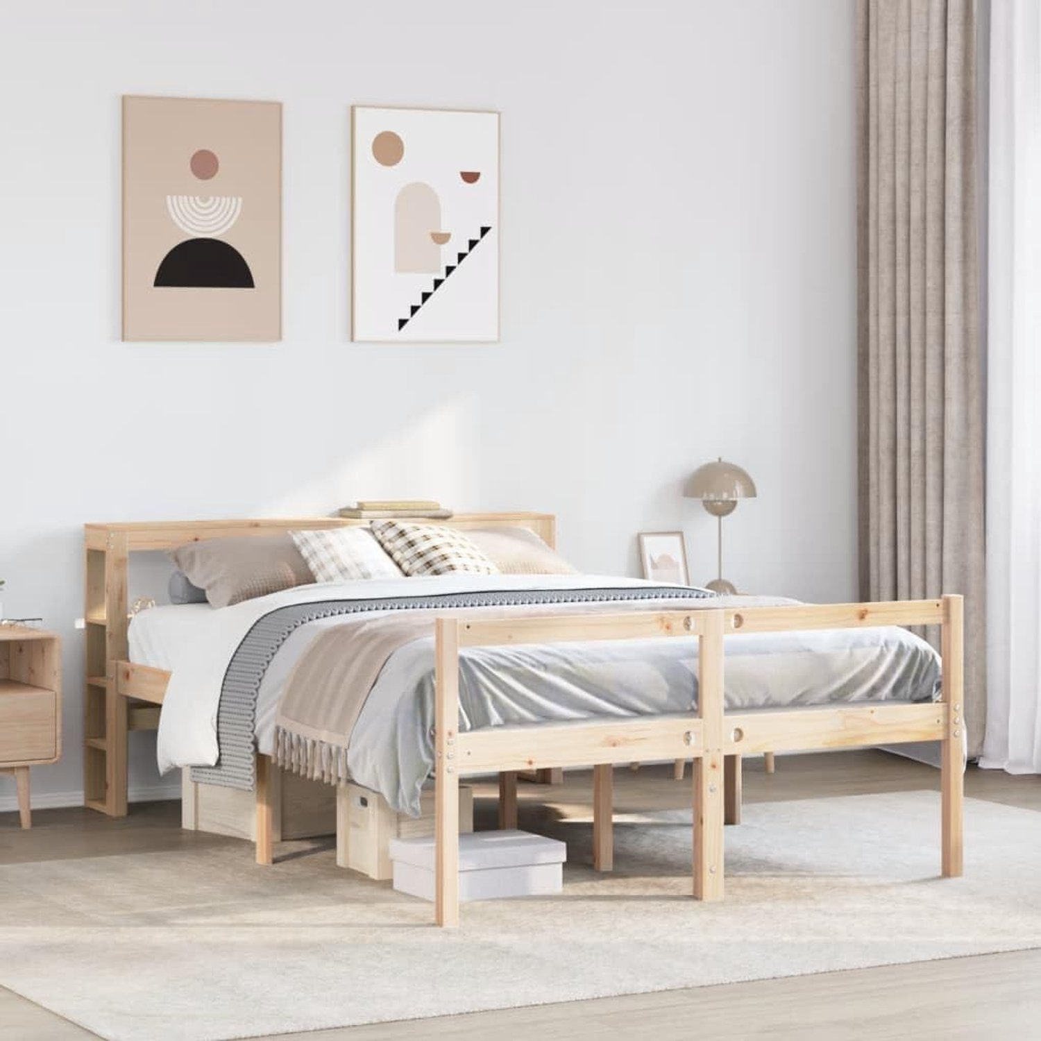 Grenenhout seniorenbed met opbergruimte naturel 140x190 cm