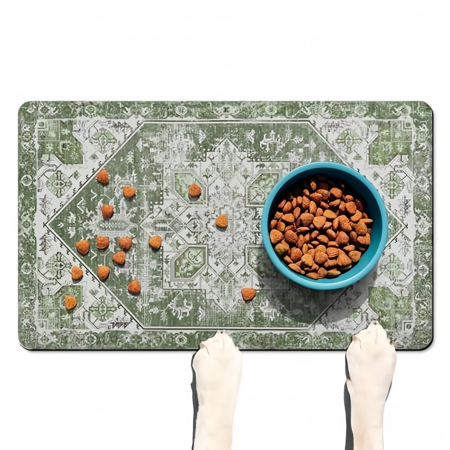 Huisdiermat – Voermat voor honden – Absorberende mat – Mat voor voer- en drinkbakken – Sneldrogend (houdt de voerplek droog en schoon) – Antislip – Eenvoudig dagelijks te reinigen (veeg het oppervlak simpelweg af met een vochtige doek)-50 x 80 cm