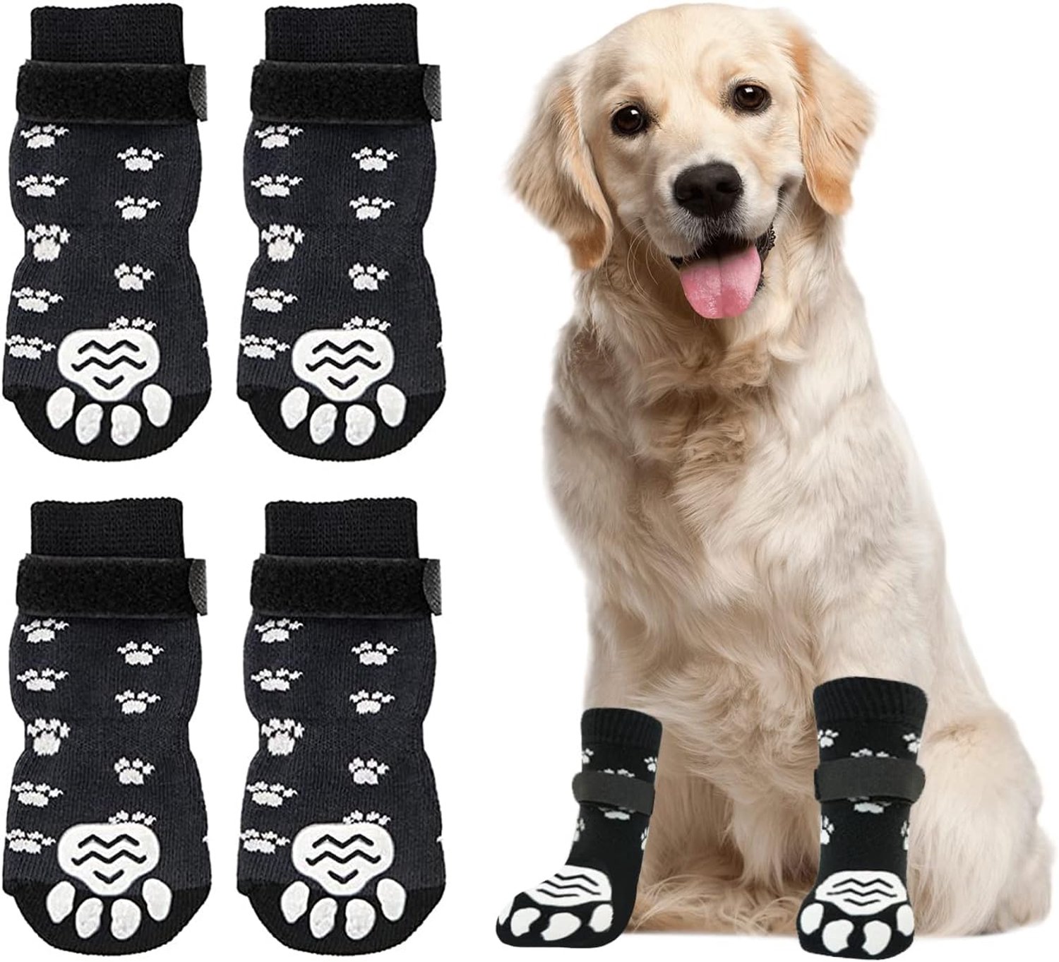 Anti Rotch 2 Paar Binnen Antislip Sokken Voor Honden Hondenkleding En Accessoires Hondenschoenen Pfot Bescherming Met Riemtractiecontrole （M）