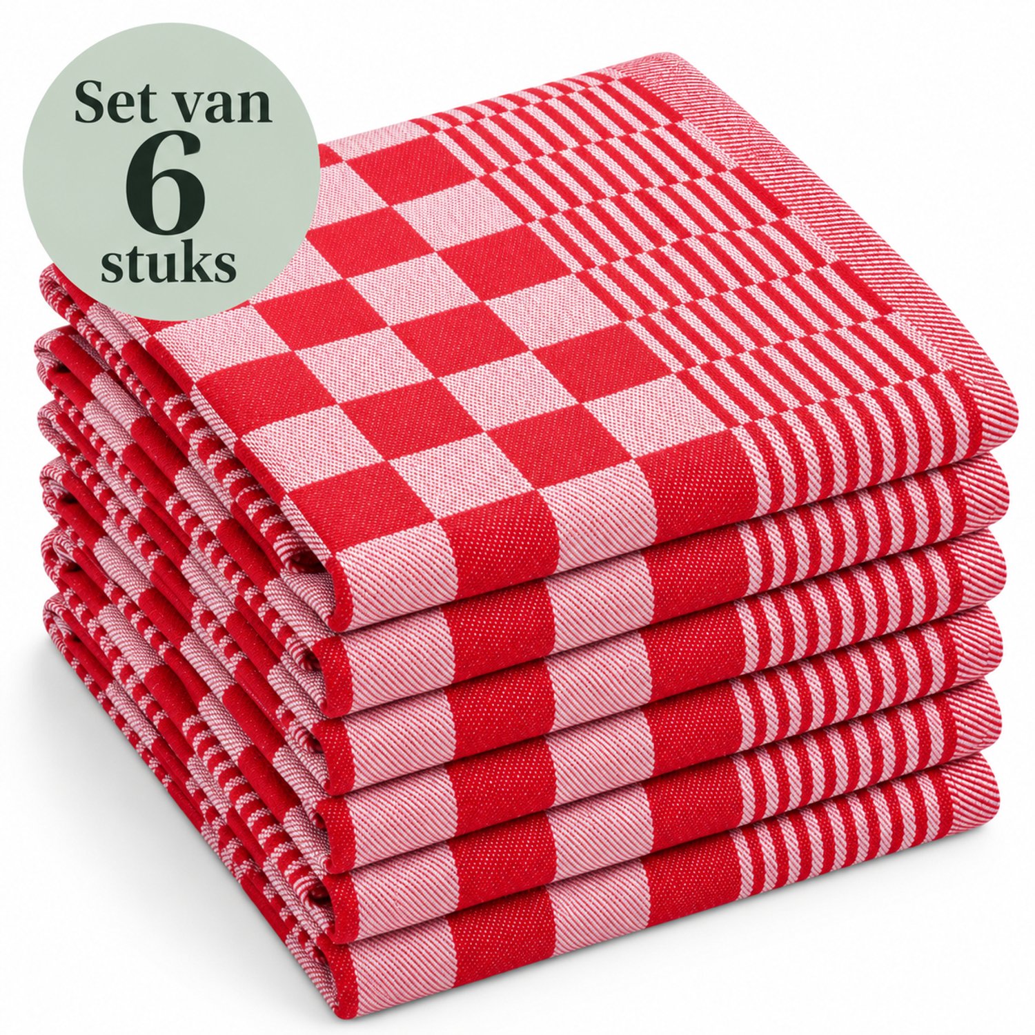 Bedsupplies Theedoeken - Geblokt - 100% Katoen - 65x65cm - 6 Stuks - Rood