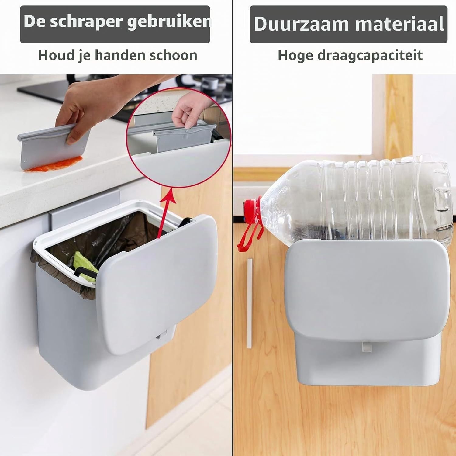 Keuken Afvalbak - Duo Prullenbak - Afval Scheiden - Grijs