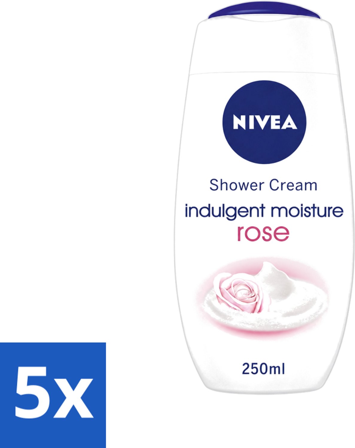 5 x Nivea - Shower Indulgent Moisture Rose Douchecrème - 250 ml - Voordeelverpakking - 5 stuks