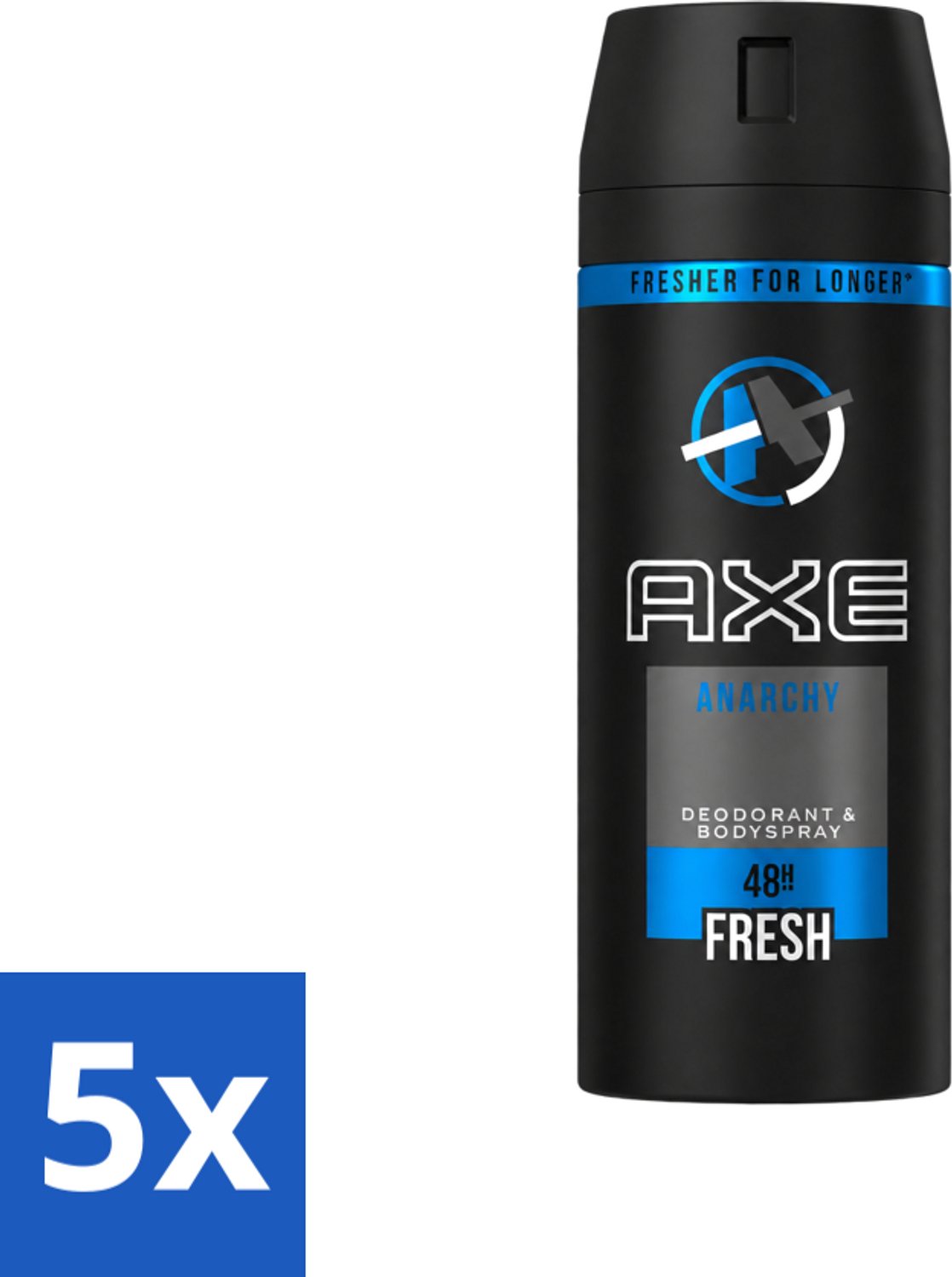 5 x Axe - Deodorant Bodyspray - 48hrs Fresh - Anarchy for Him - 150 ml - Voordeelverpakking - 5 stuks