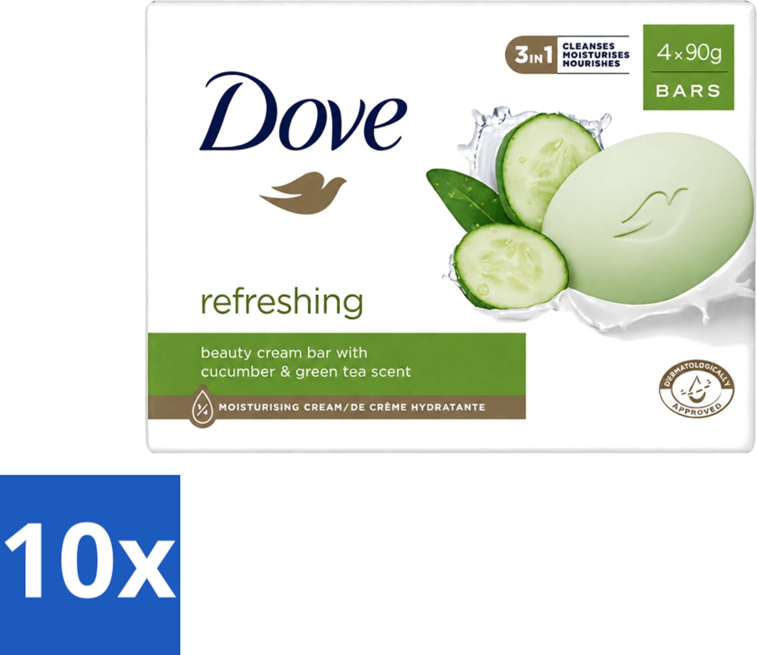 10 x Dove - Zeep - Go Fresh Touch - Komkommer & Groene Thee - Verfrissend - 4 x 90 gram - Voordeelverpakking - 10 stuks
