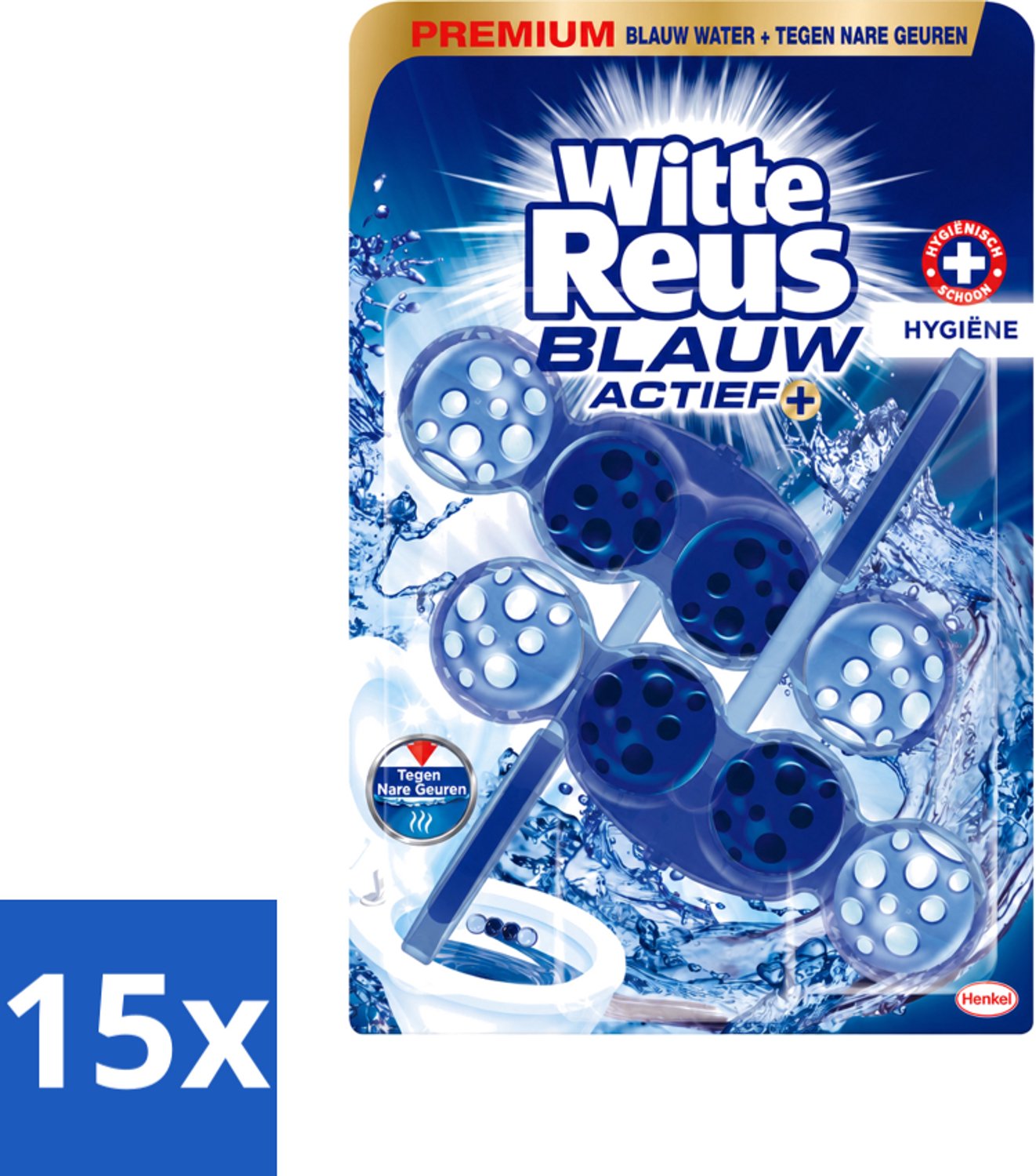 15 x Witte Reus - Toiletblok - Blauw Actief - Hygiene - 2 Toiletblokken - Voordeelverpakking - 15 stuks