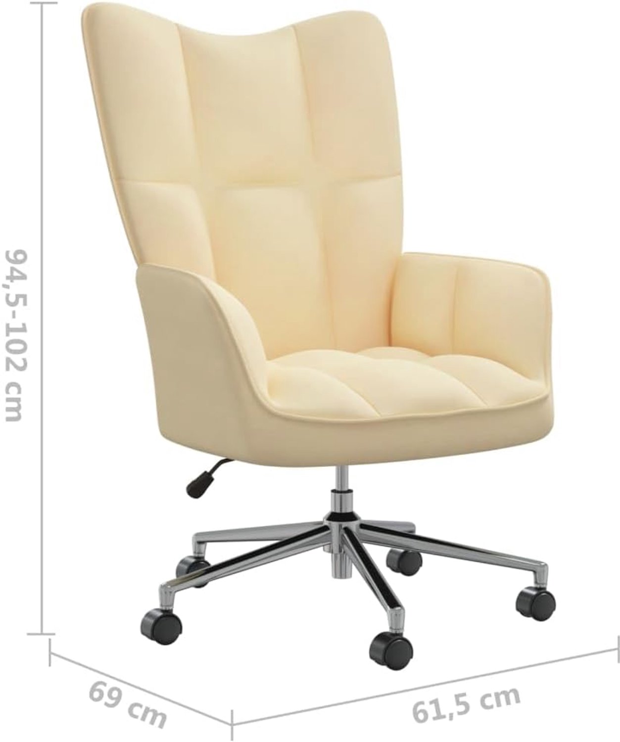Luxe Fluwelen Relaxstoel Crèmewit – Ergonomische Draaistoel met Armleuningen, Zachte Bekleding, Hoogteverstelling en 360° Rotatie voor Woonkamer, Slaapkamer of Thuiskantoor