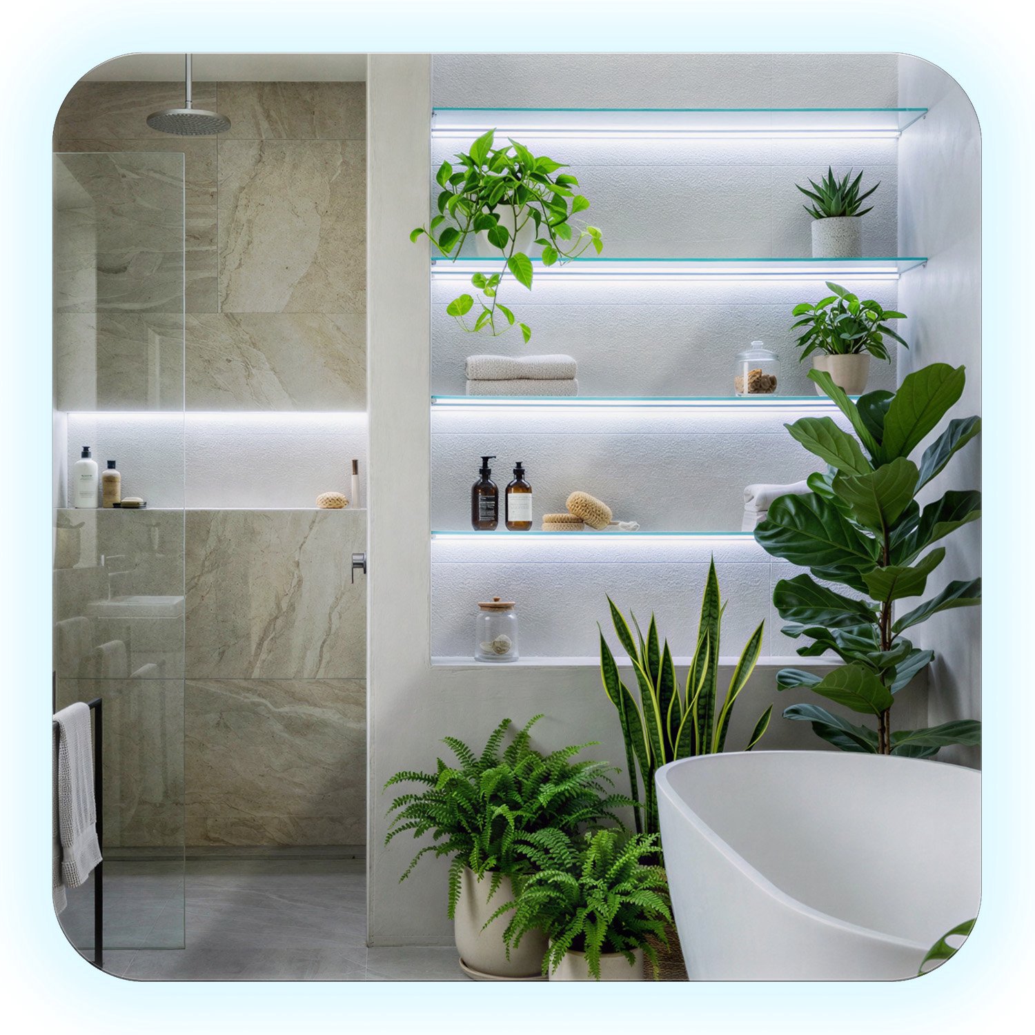 Coloray LED Spiegel - LED Spiegel met Licht Afgeronde Hoeken - 50 x 50 cm - Badkamerspiegel - Koud Wit 6500K - Wandspiegel LED - Moderne Decoratieve Spiegel