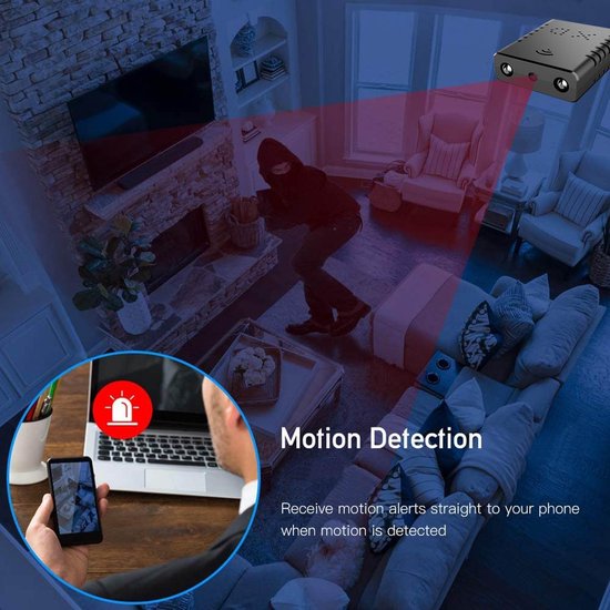 Mini Camera - Ultra Dunne Kleine Camera - Mini Bewakingscamera 1080P Full HD - 32G - Compacte Beveiligingscamera Met Nachtzicht & Bewegingsdetectie - Draadloze Mini Camera Met App Besturing - Zwart — afbeelding 3